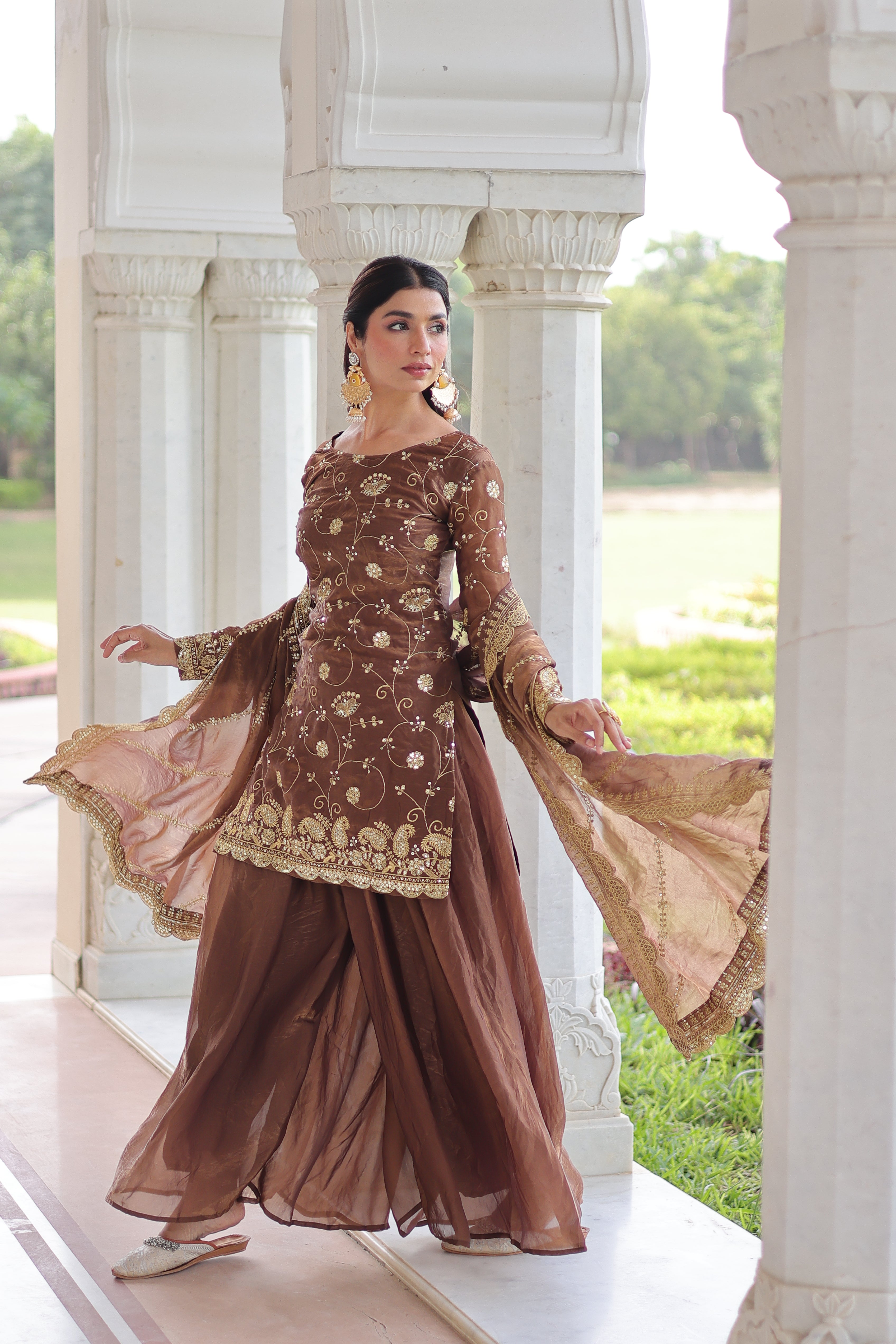 Organza Sequins Embroidered Wedding Salwar Kameez for Women