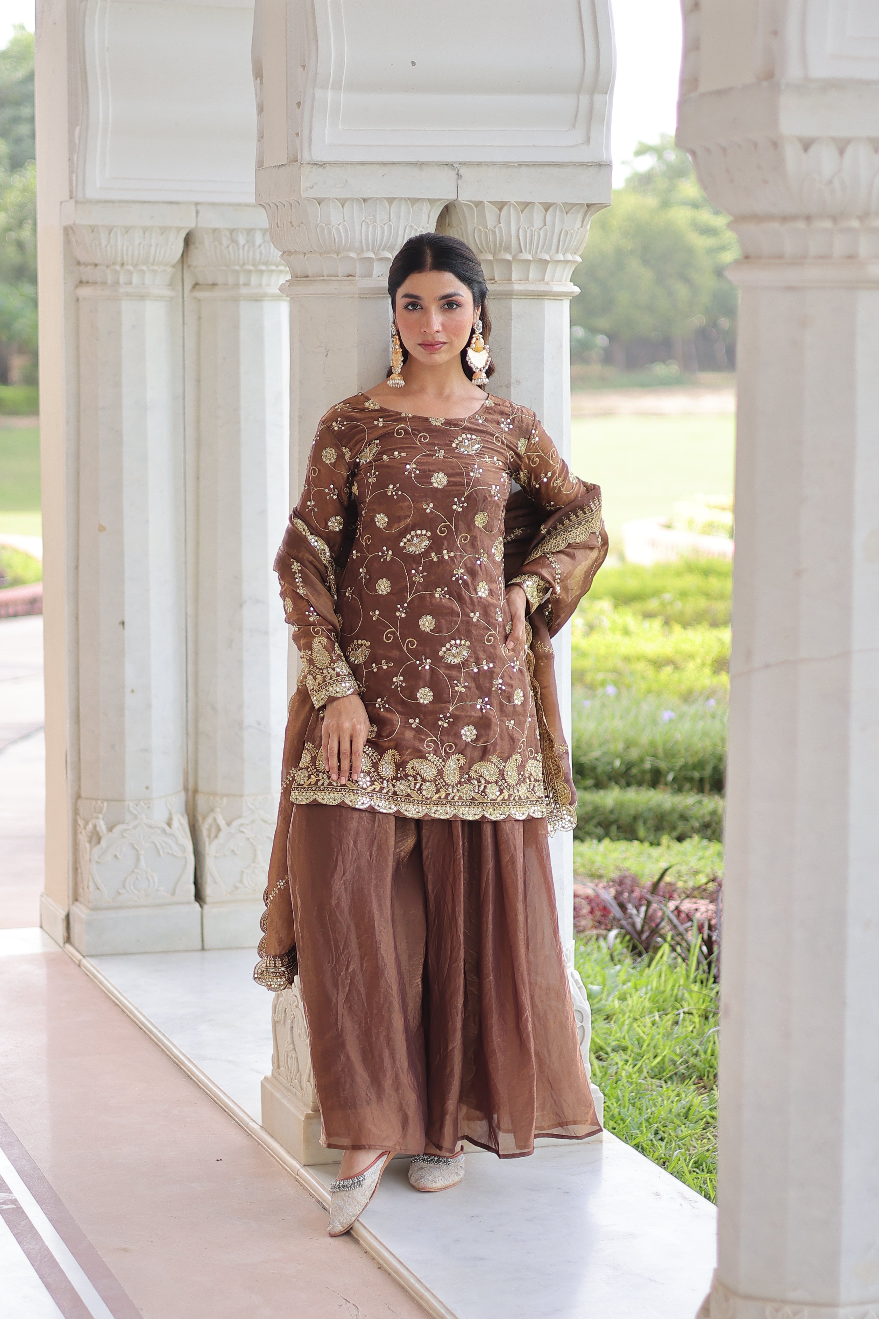 Organza Sequins Embroidered Wedding Salwar Kameez for Women