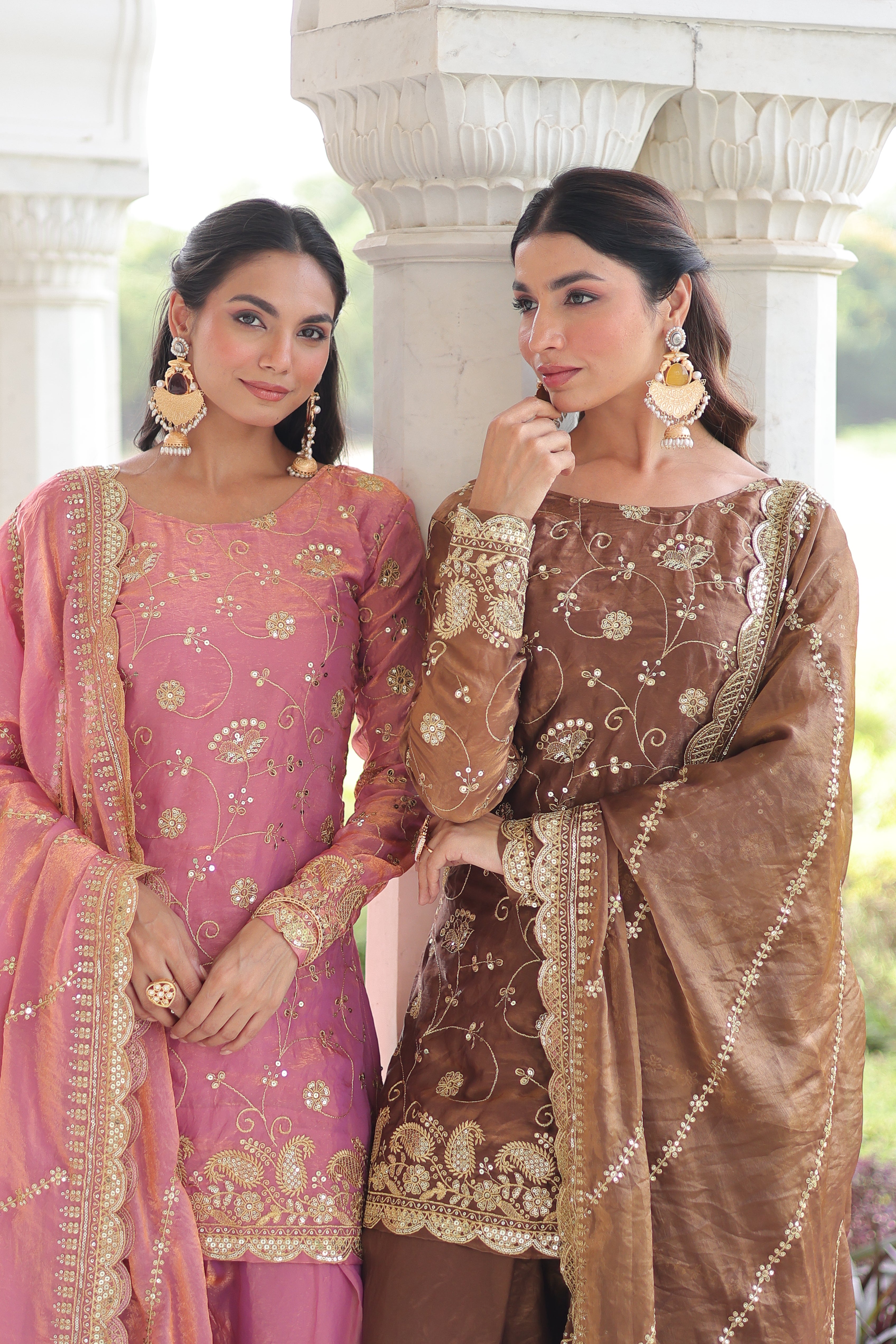 Organza Sequins Embroidered Wedding Salwar Kameez for Women