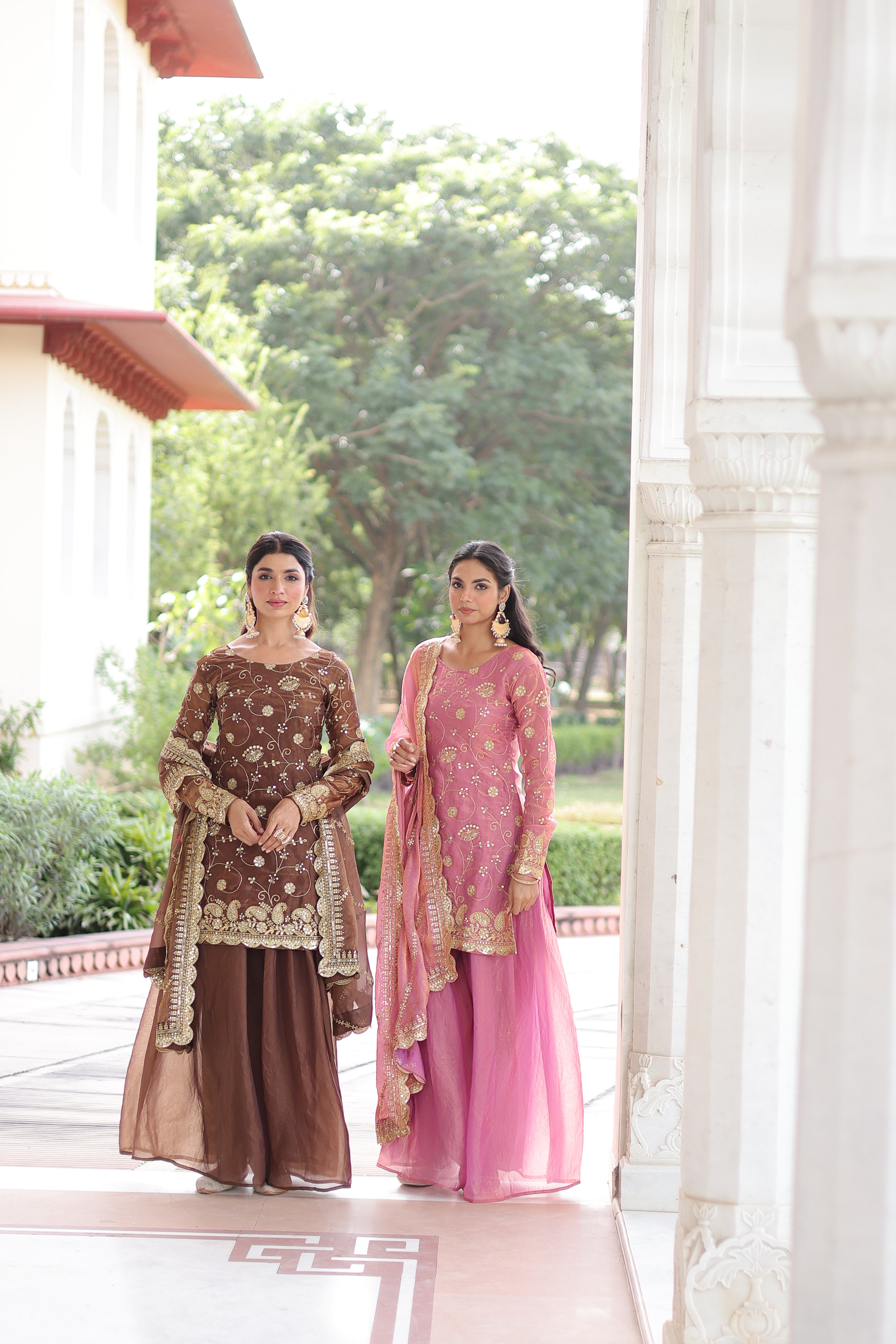 Organza Sequins Embroidered Wedding Salwar Kameez for Women