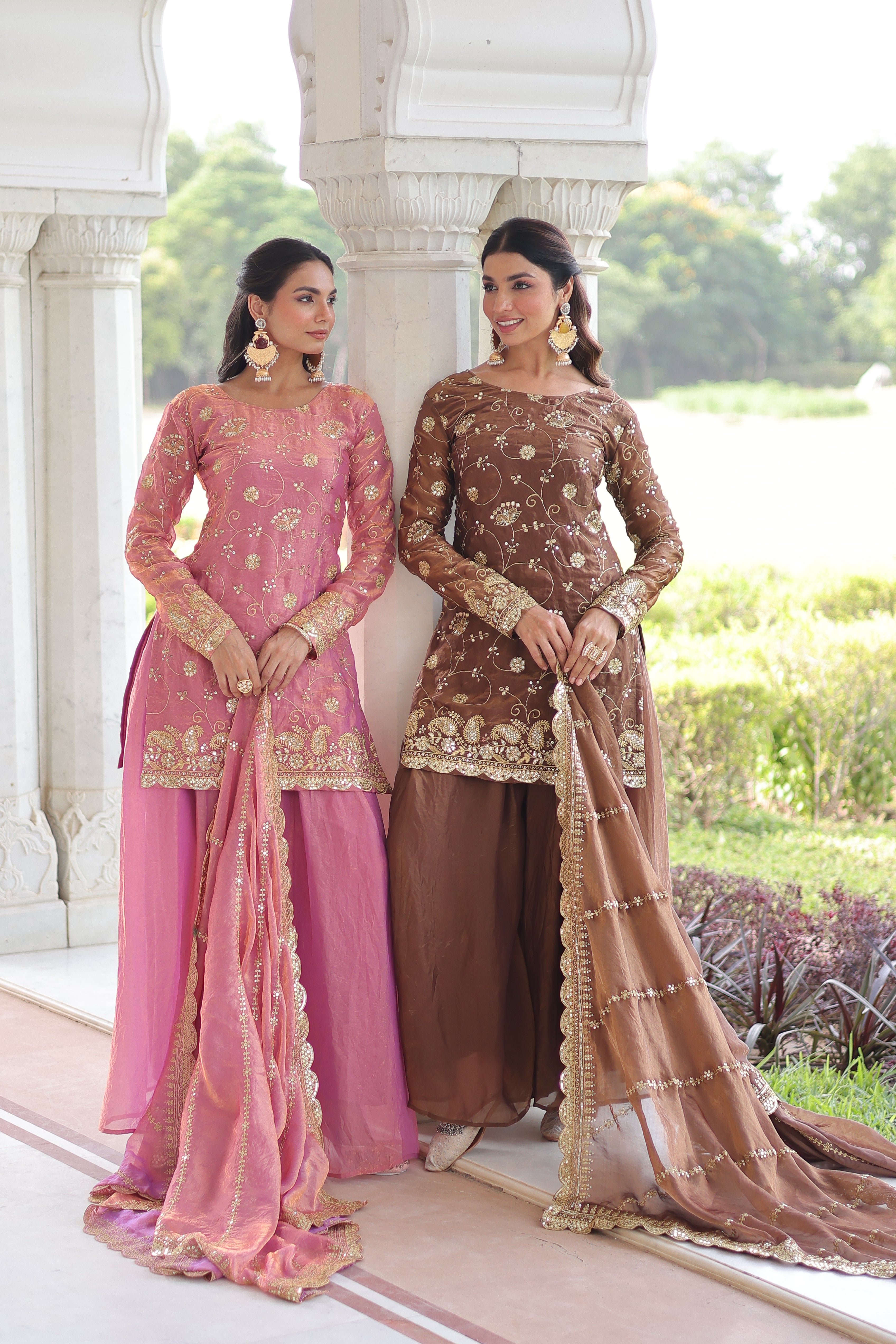 Organza Sequins Embroidered Wedding Salwar Kameez for Women