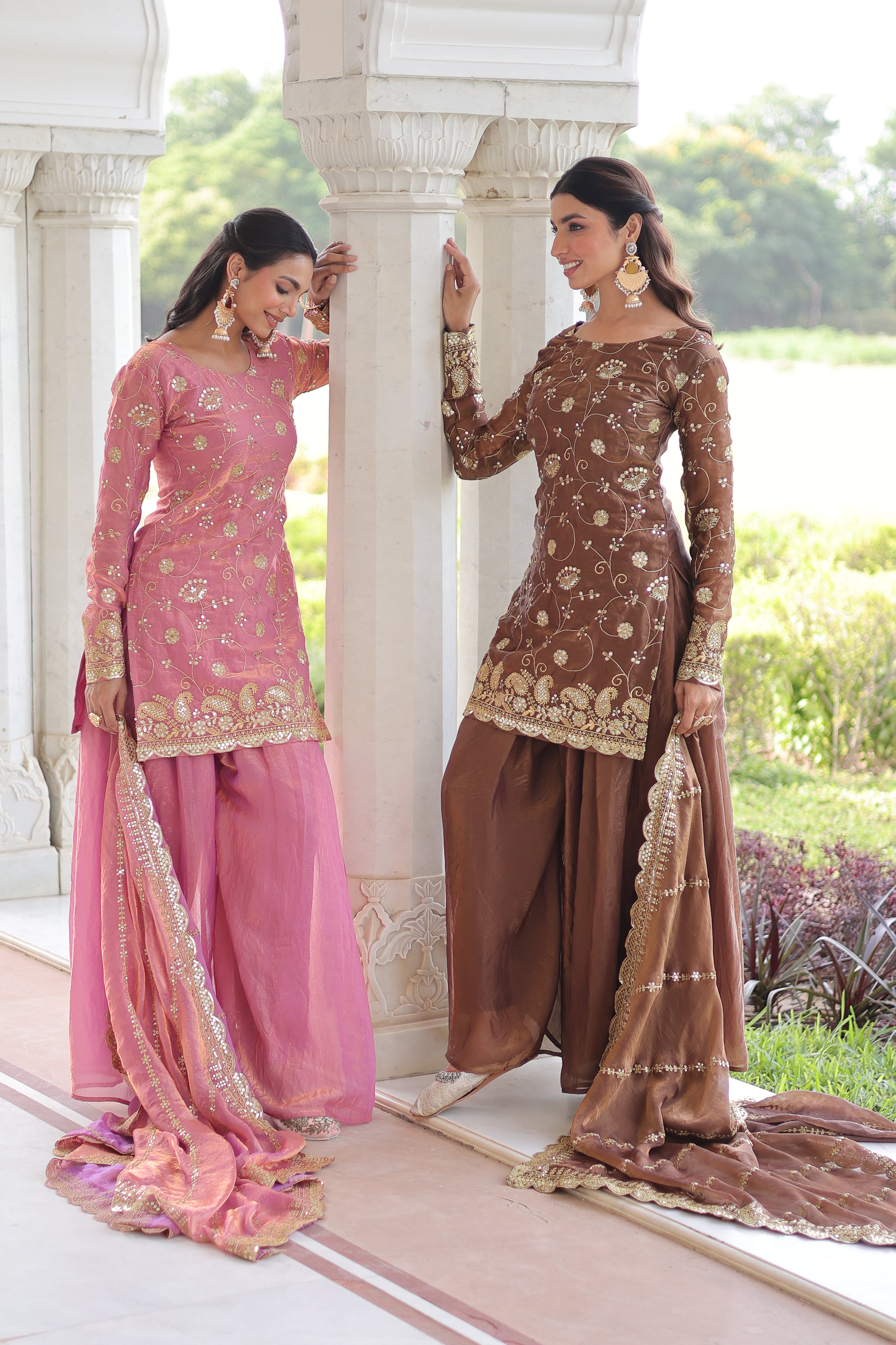 Organza Sequins Embroidered Wedding Salwar Kameez for Women