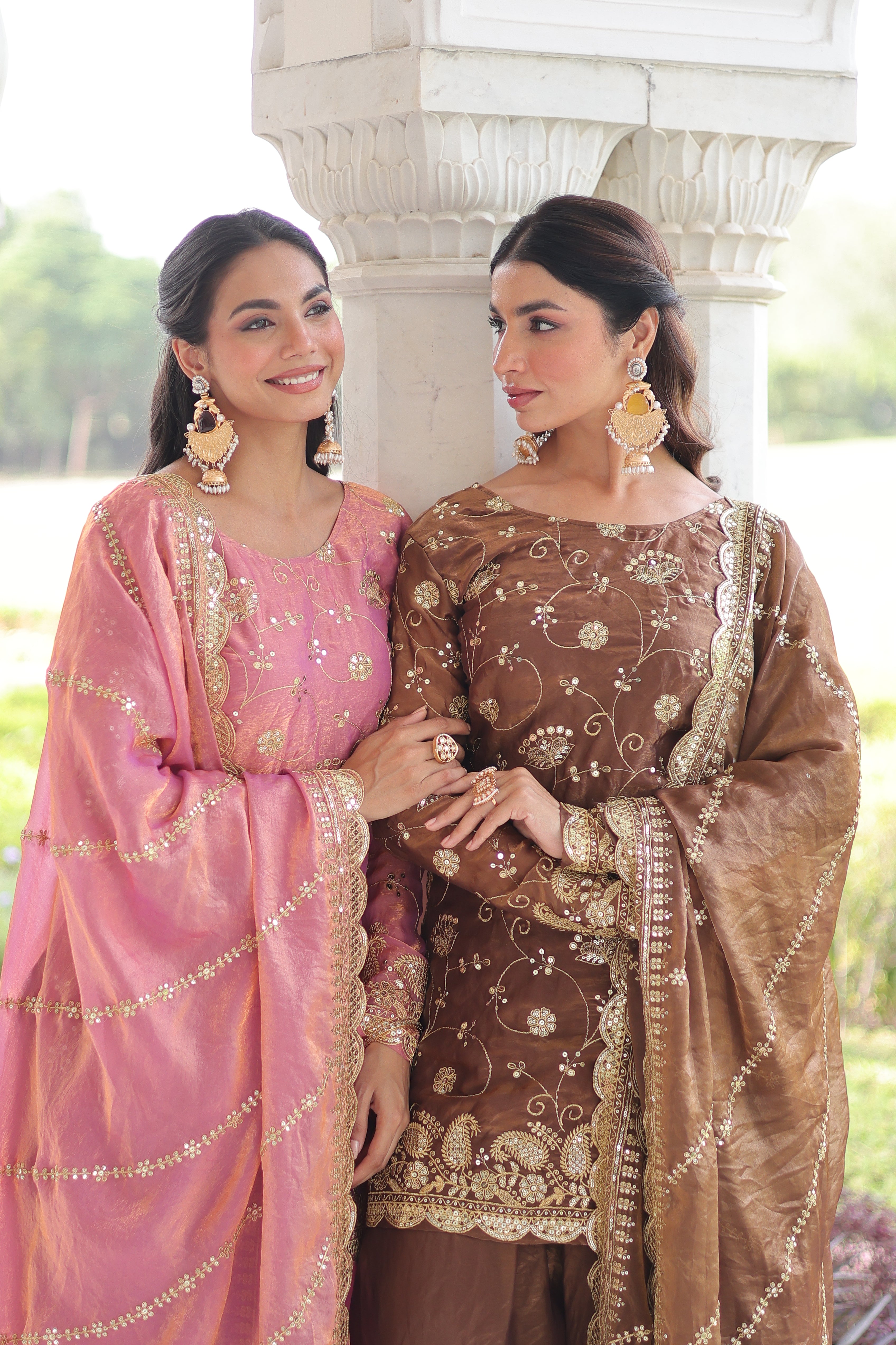 Organza Sequins Embroidered Wedding Salwar Kameez for Women