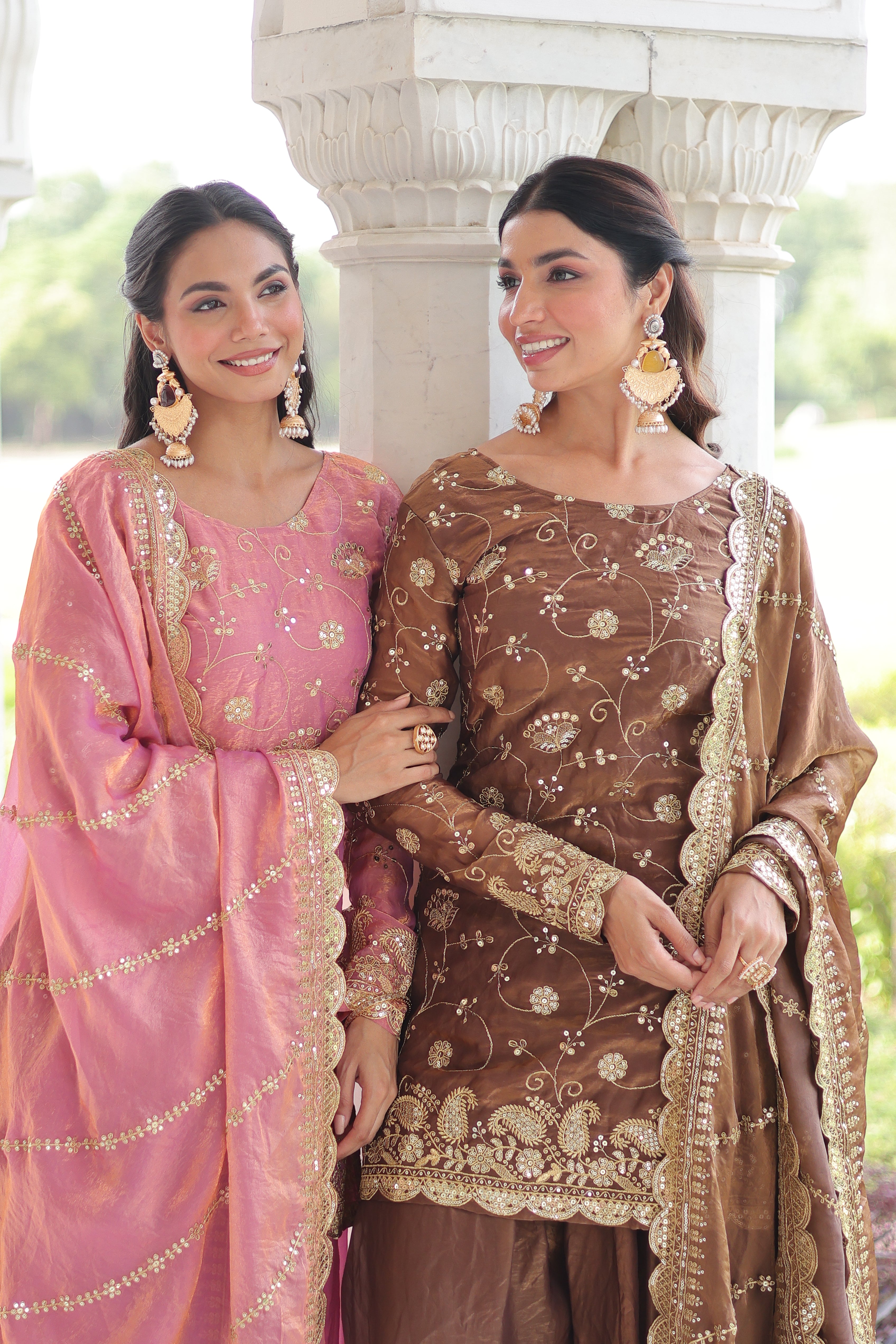 Organza Sequins Embroidered Wedding Salwar Kameez for Women