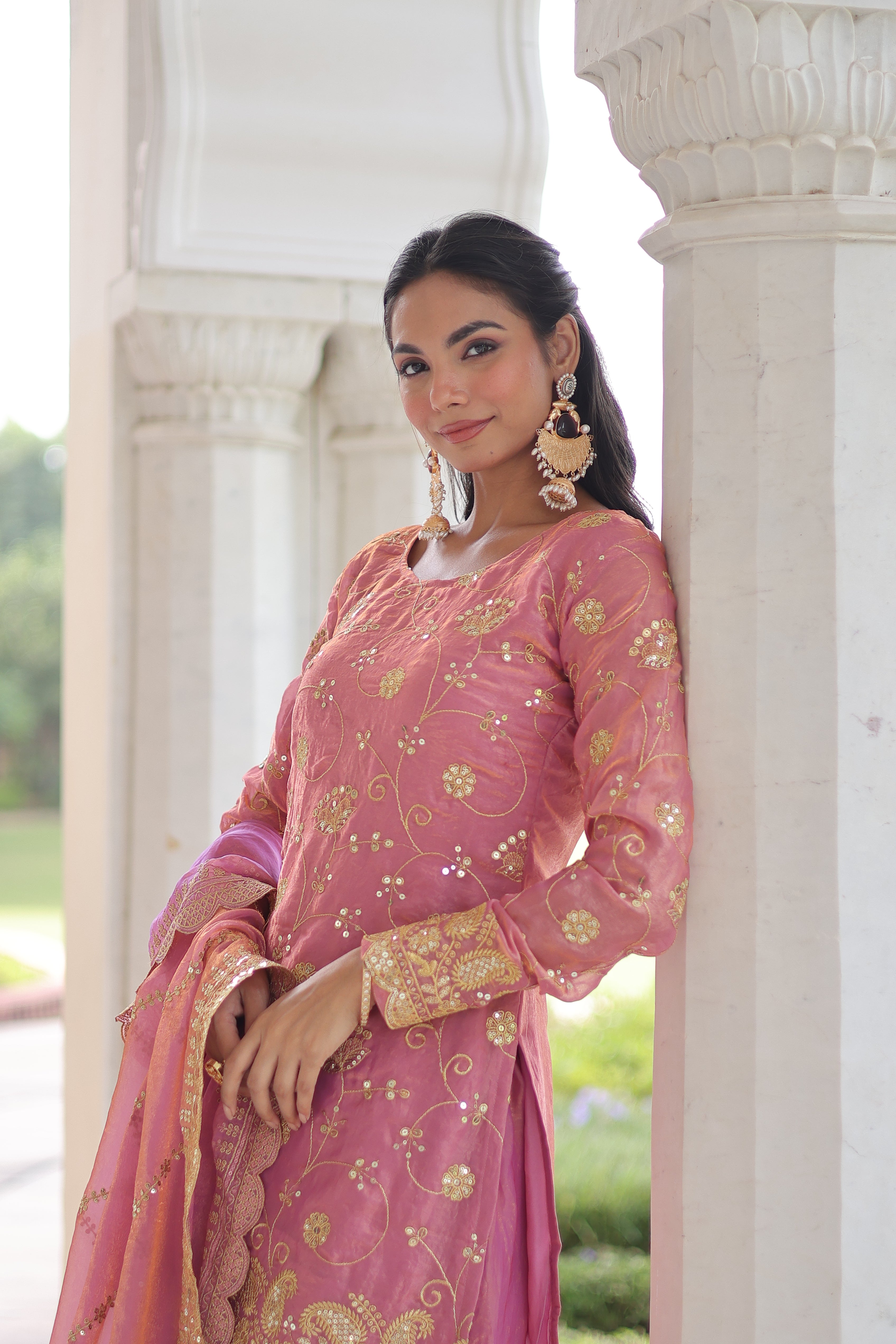 Organza Sequins Embroidered Wedding Salwar Kameez for Women