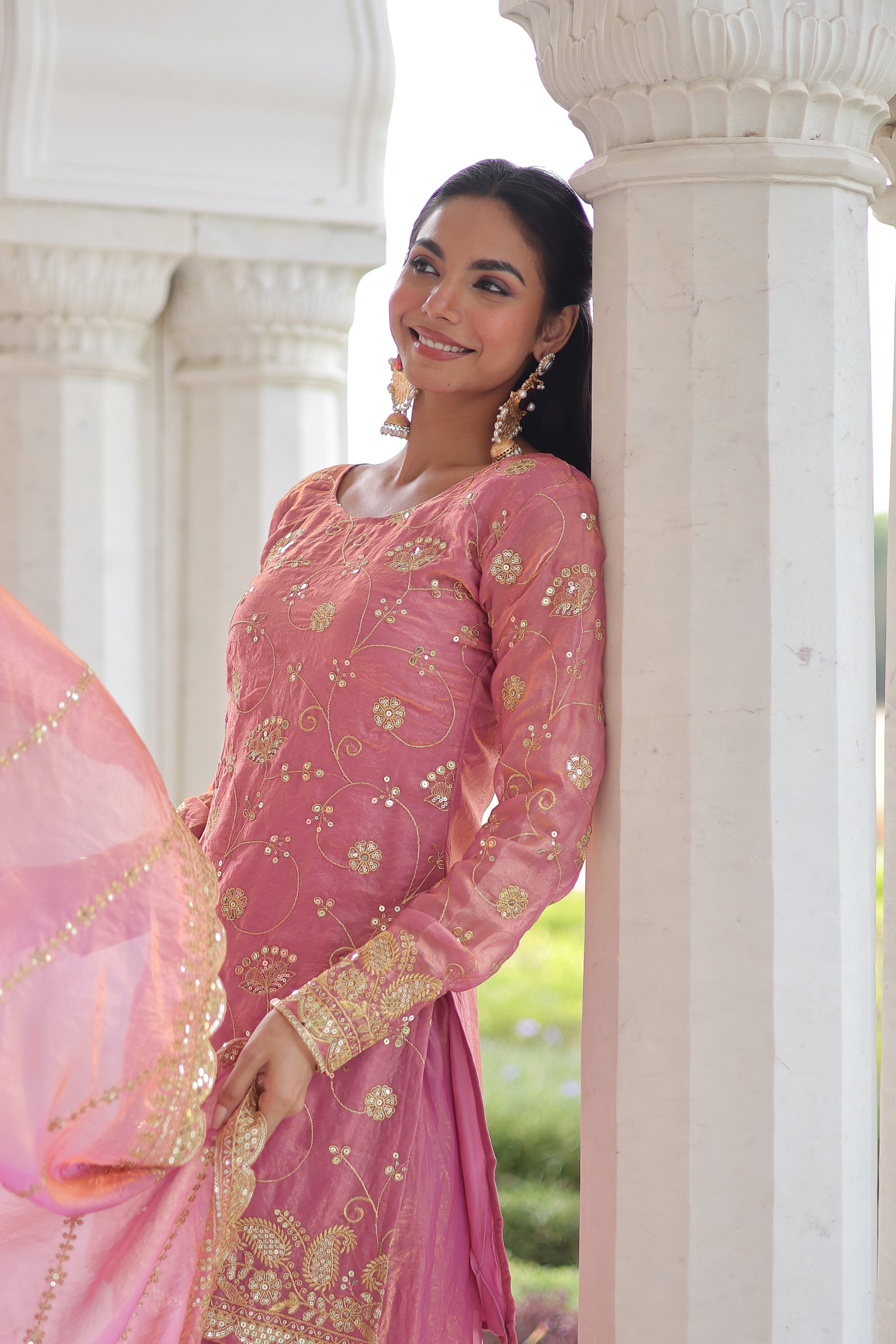 Organza Sequins Embroidered Wedding Salwar Kameez for Women