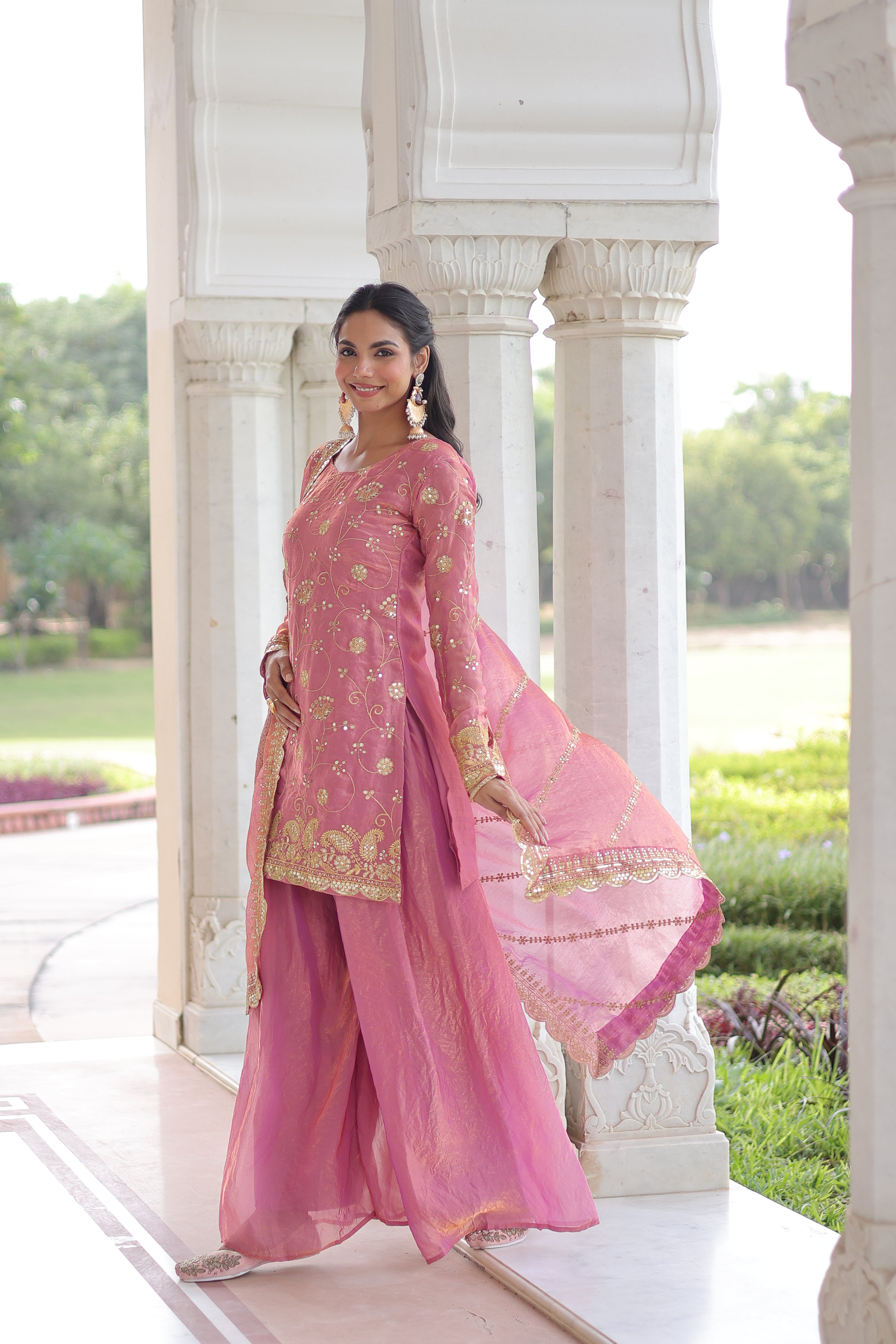 Organza Sequins Embroidered Wedding Salwar Kameez for Women