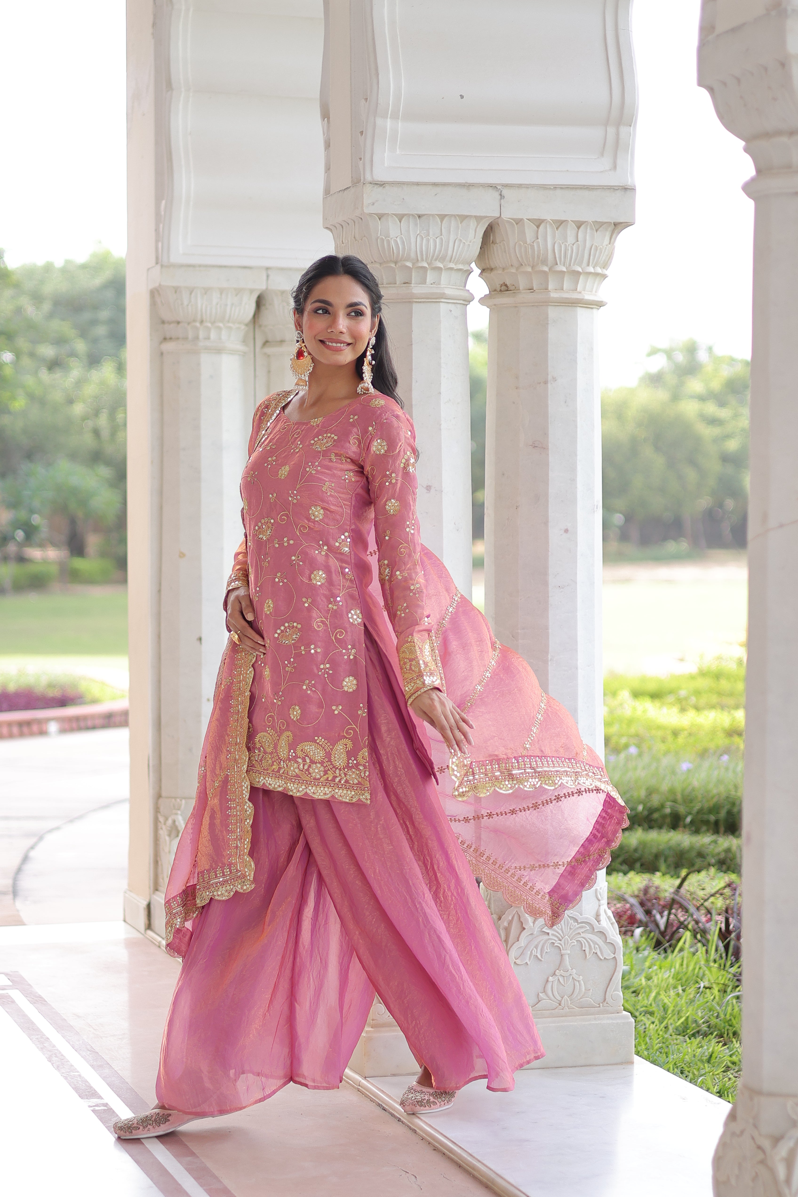 Organza Sequins Embroidered Wedding Salwar Kameez for Women