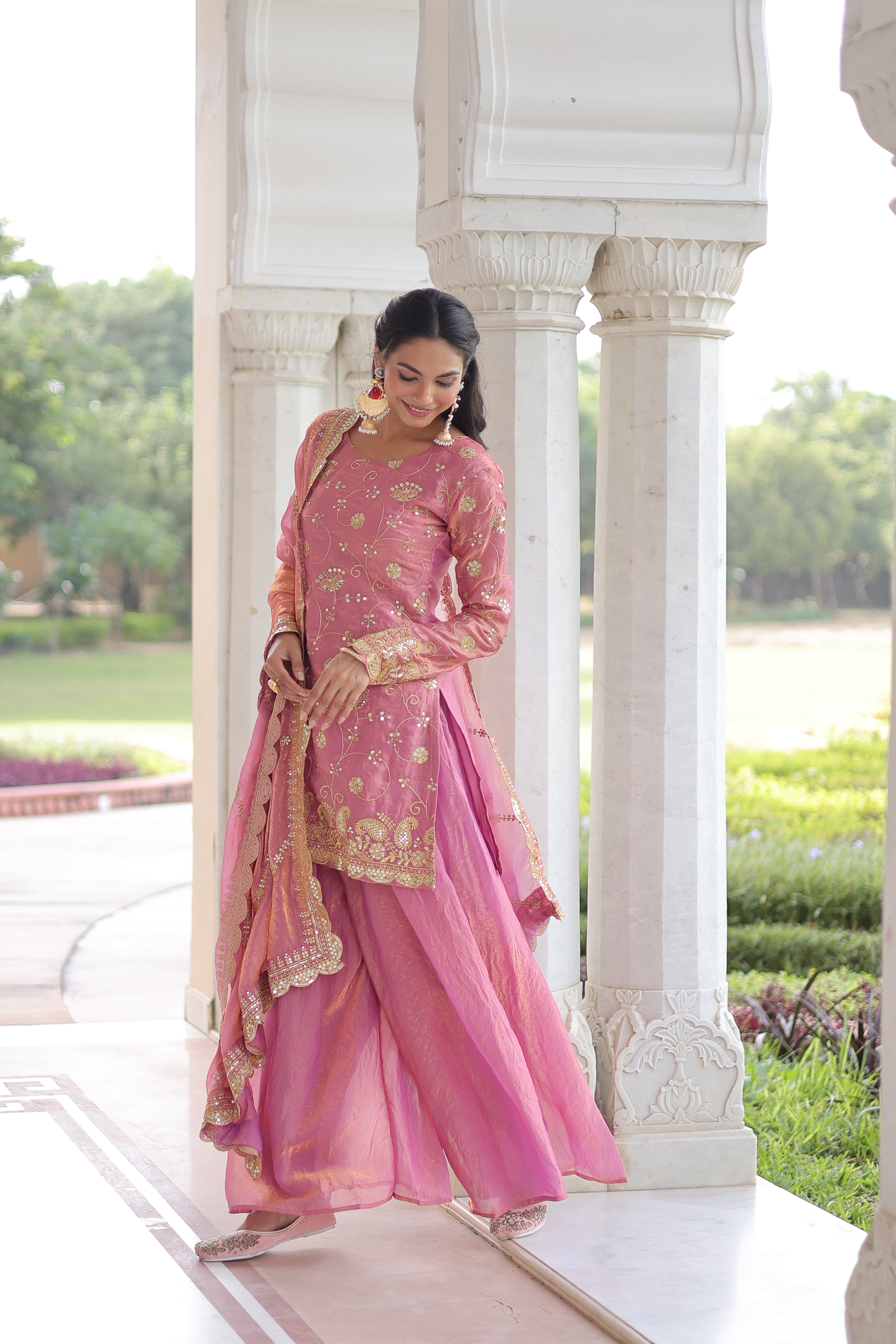 Organza Sequins Embroidered Wedding Salwar Kameez for Women