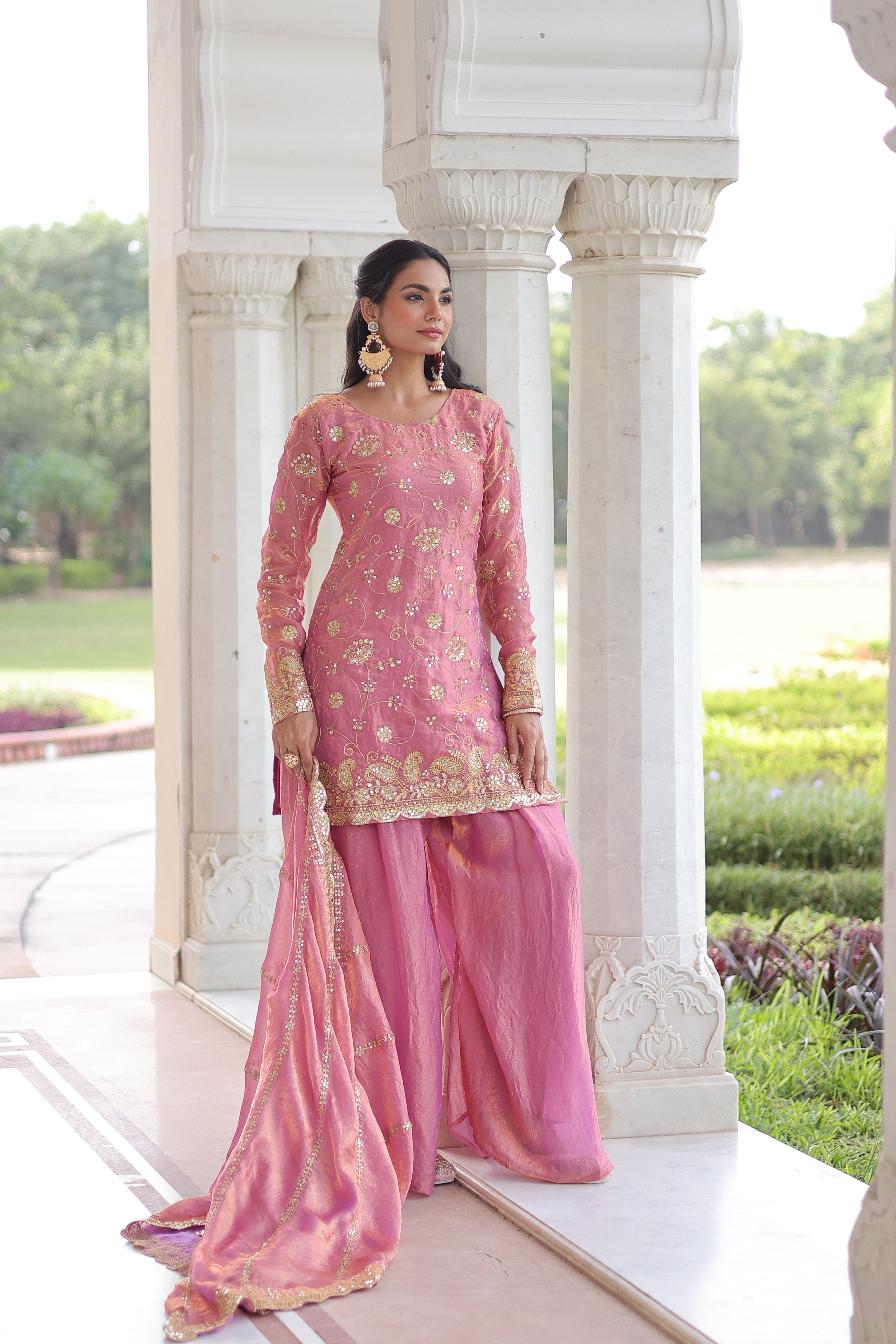Organza Sequins Embroidered Wedding Salwar Kameez for Women