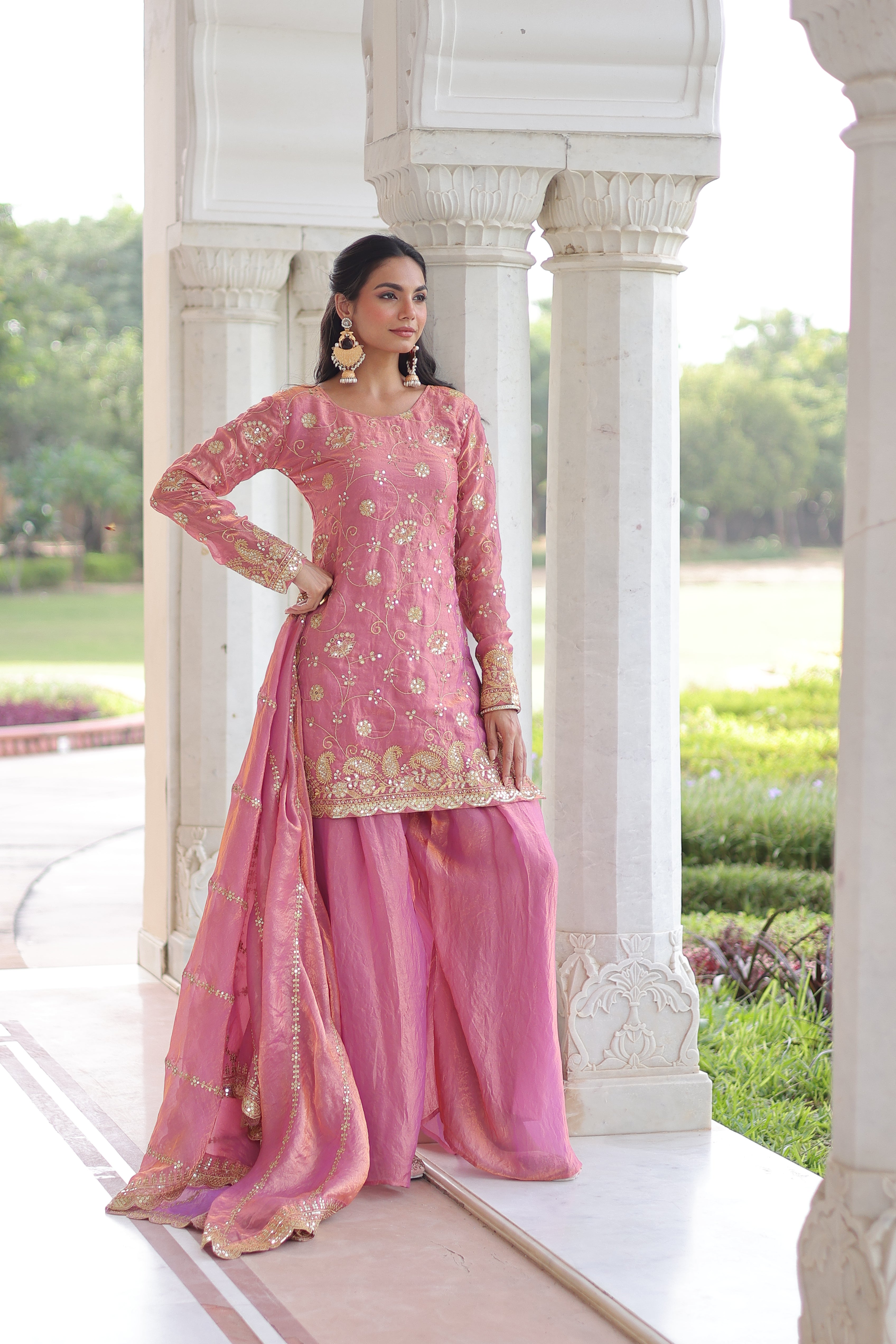 Organza Sequins Embroidered Wedding Salwar Kameez for Women