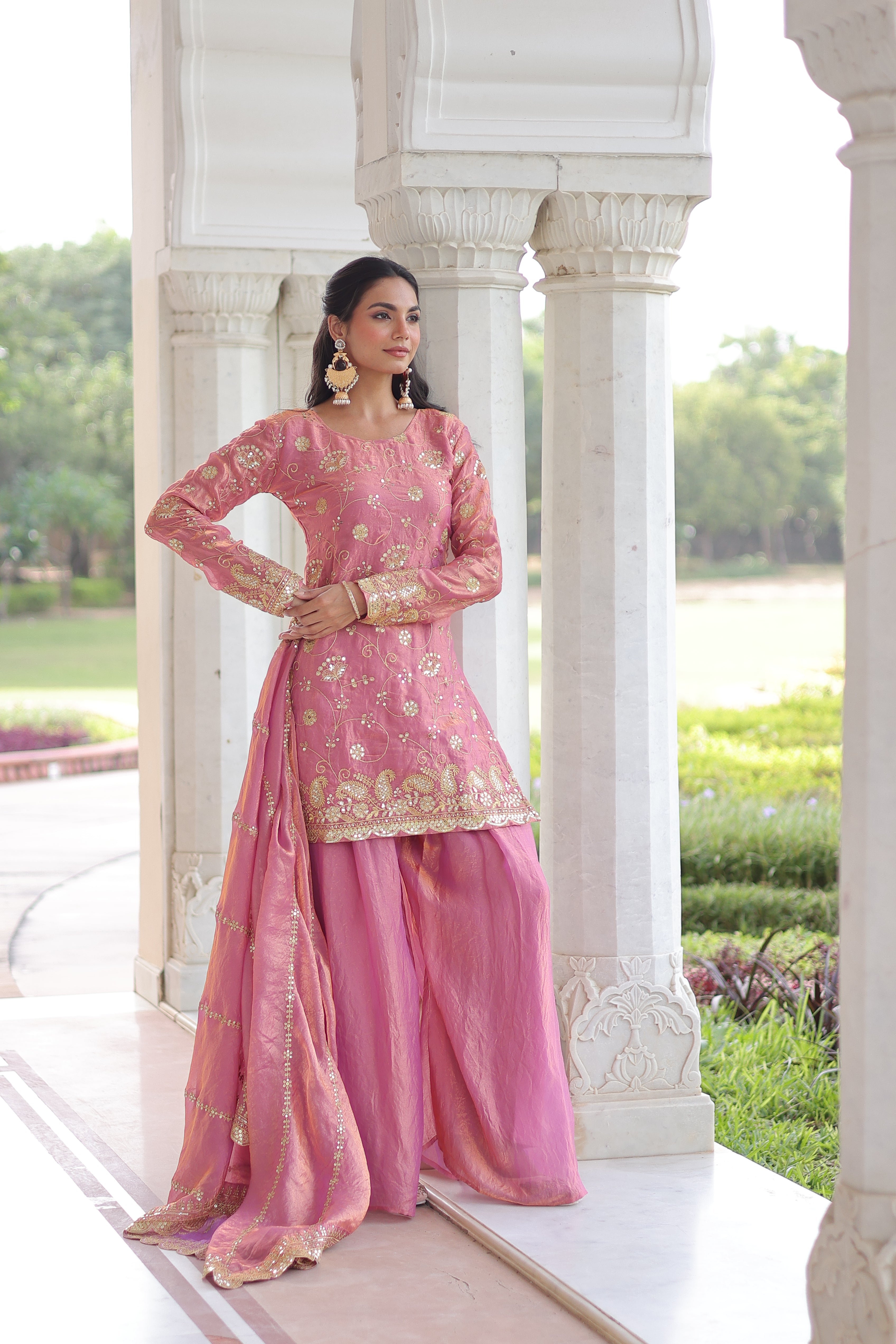 Organza Sequins Embroidered Wedding Salwar Kameez for Women