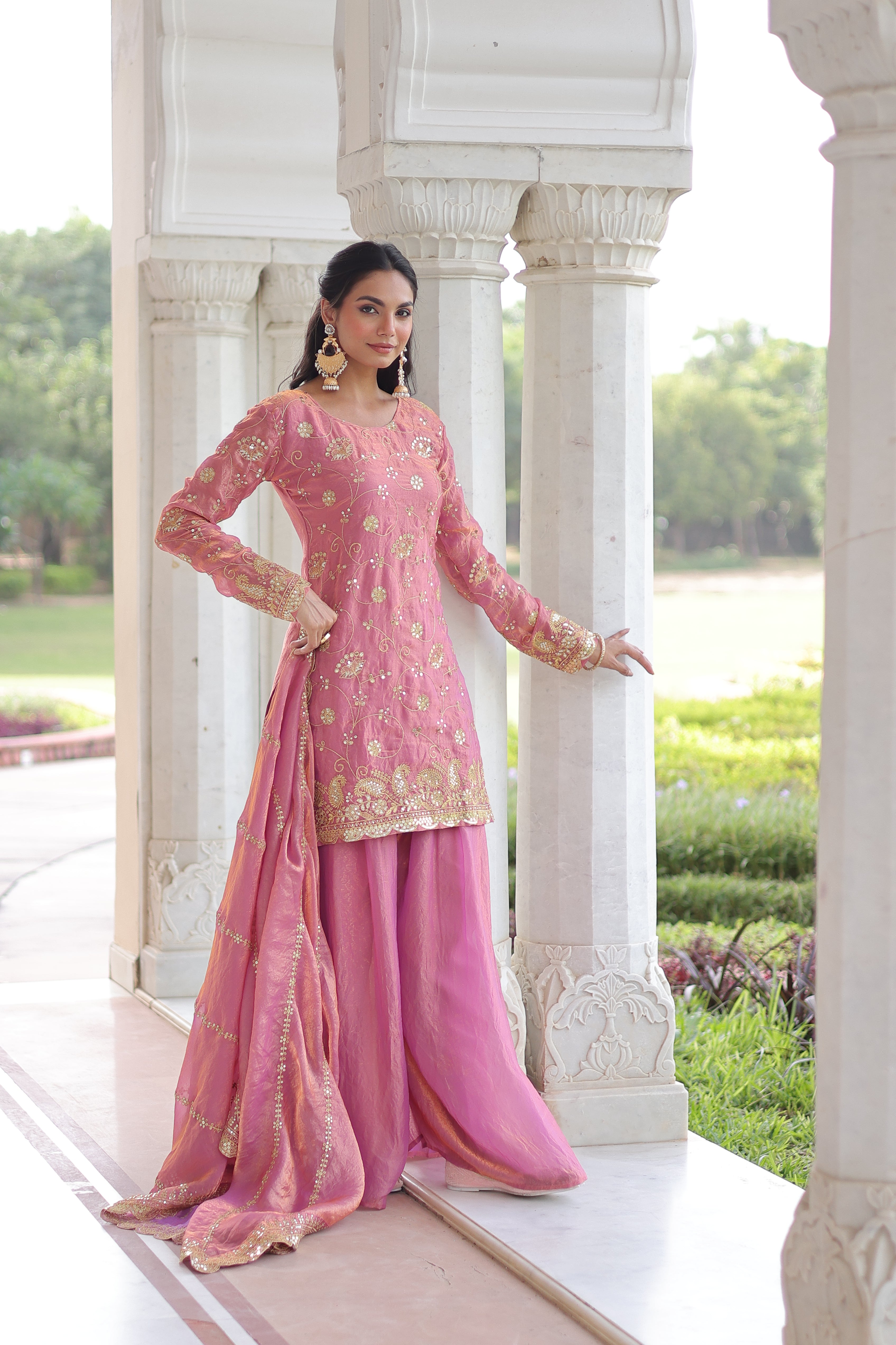 Organza Sequins Embroidered Wedding Salwar Kameez for Women