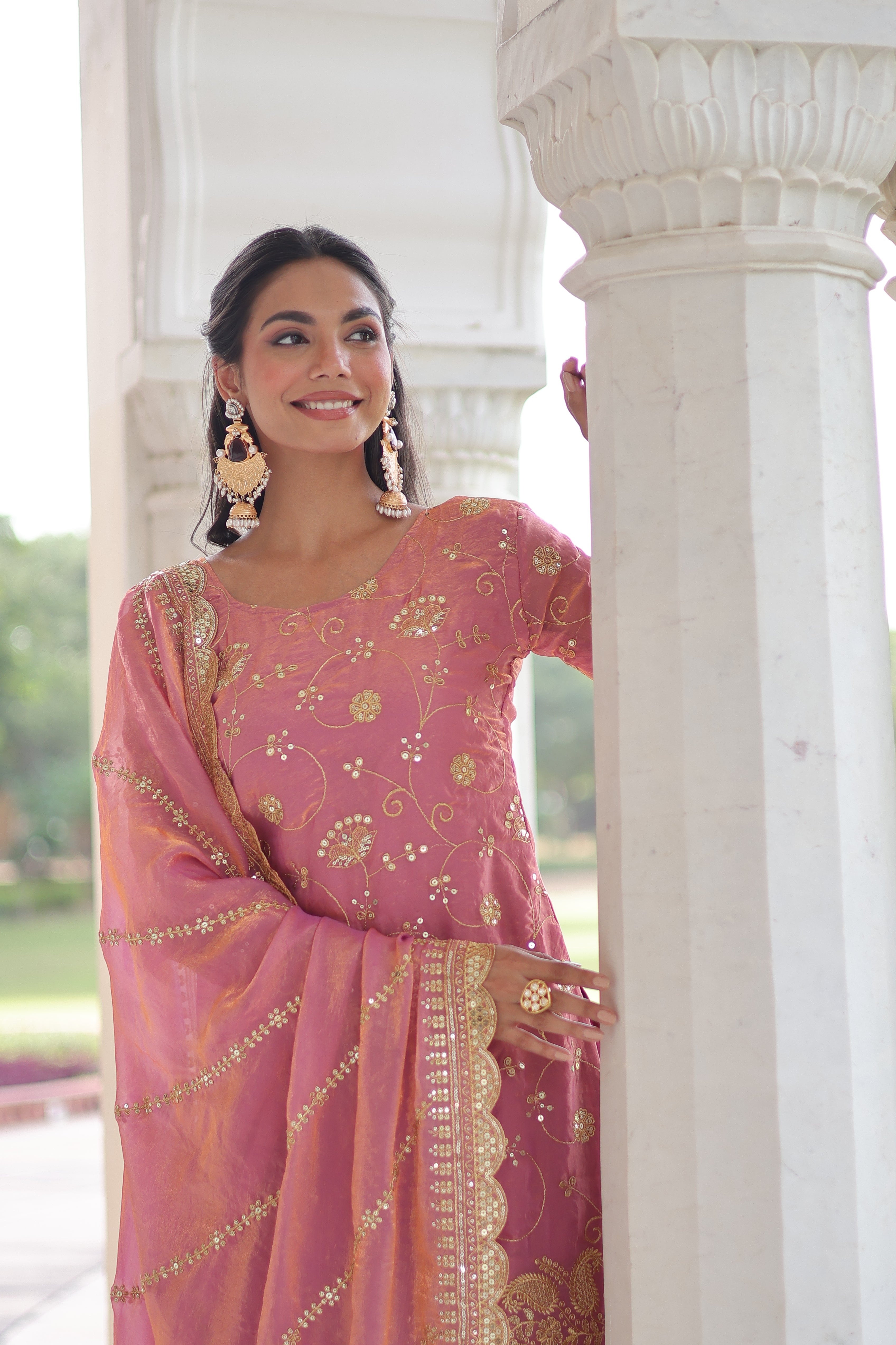 Organza Sequins Embroidered Wedding Salwar Kameez for Women