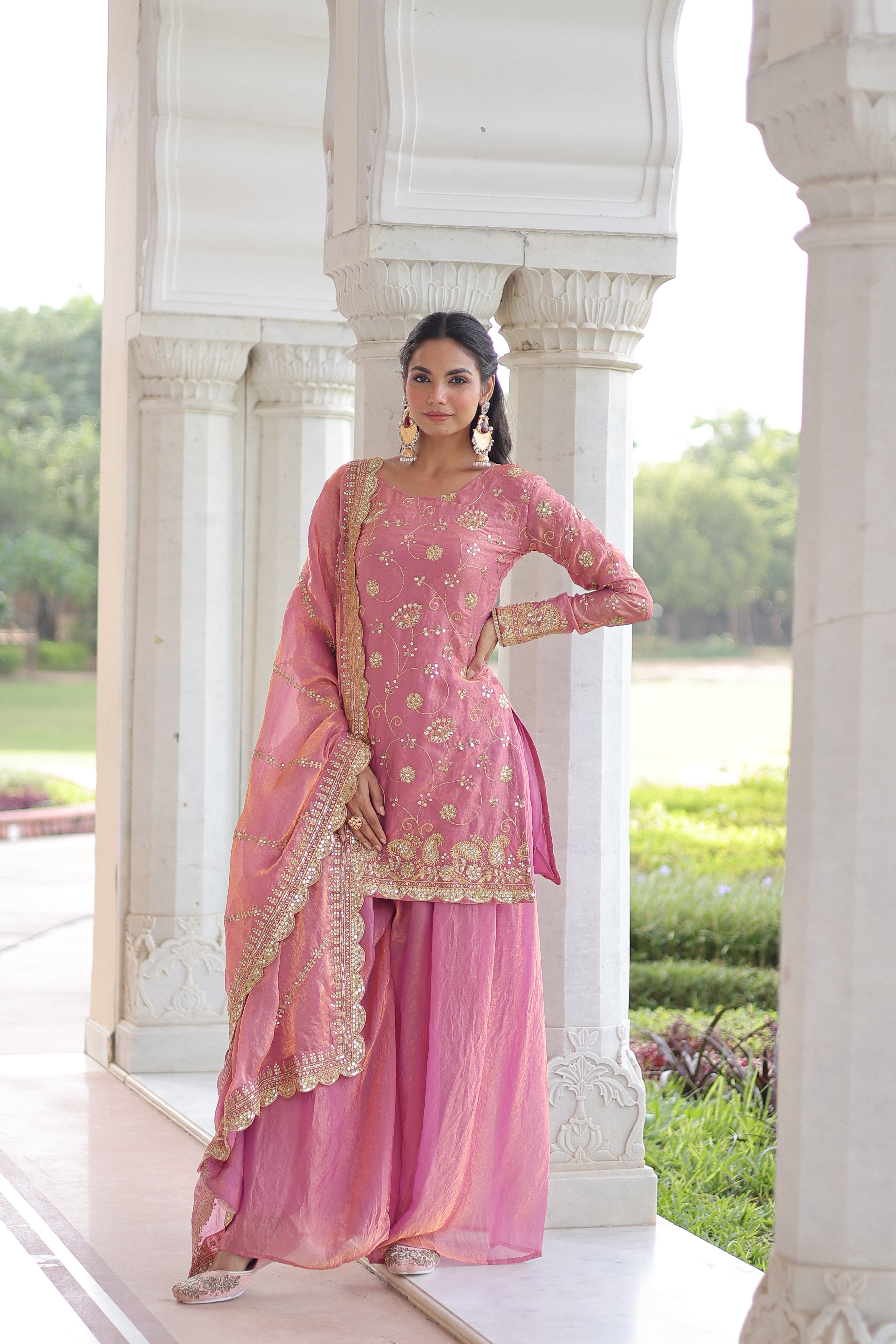 Organza Sequins Embroidered Wedding Salwar Kameez for Women