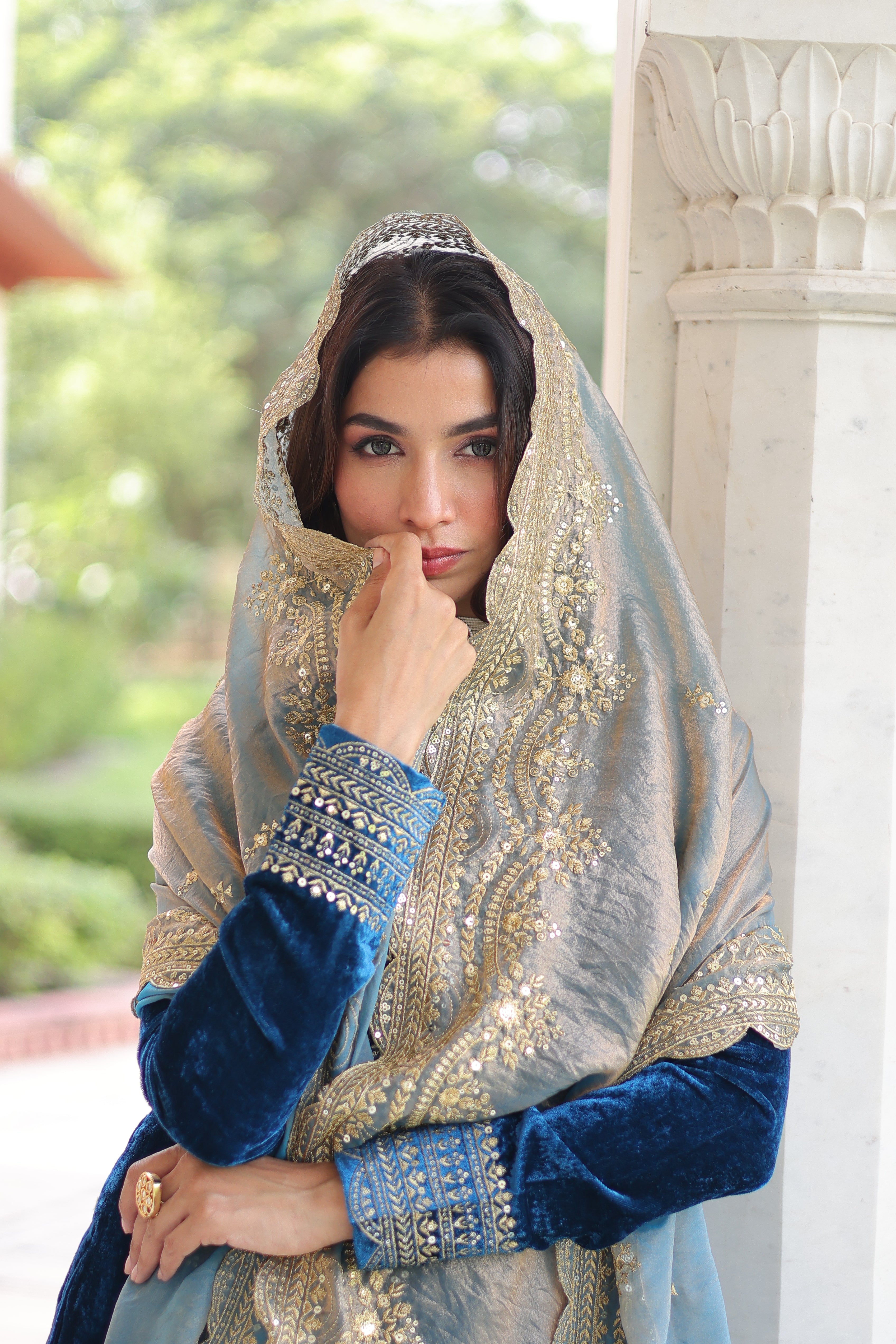 Velvet Sequins Embroidered Festive Salwar Kameez for Women