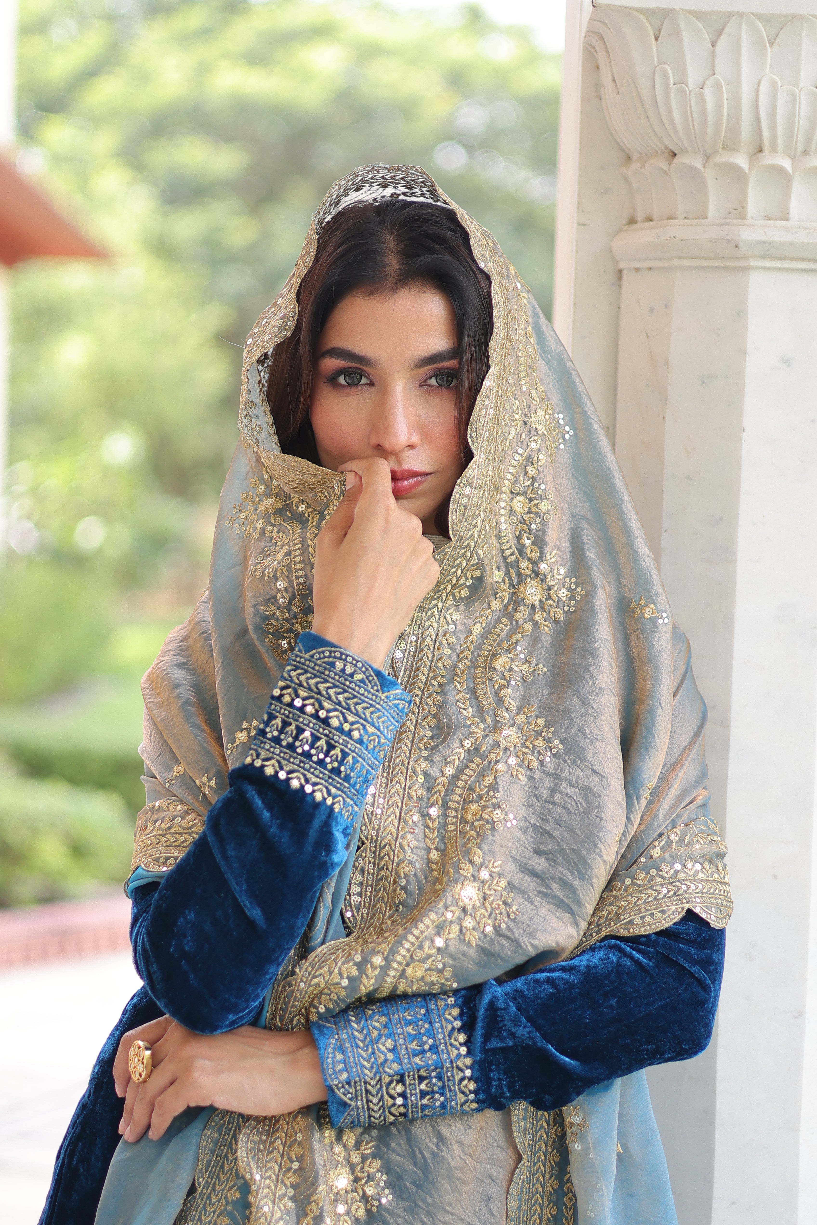 Velvet Sequins Embroidered Festive Salwar Kameez for Women