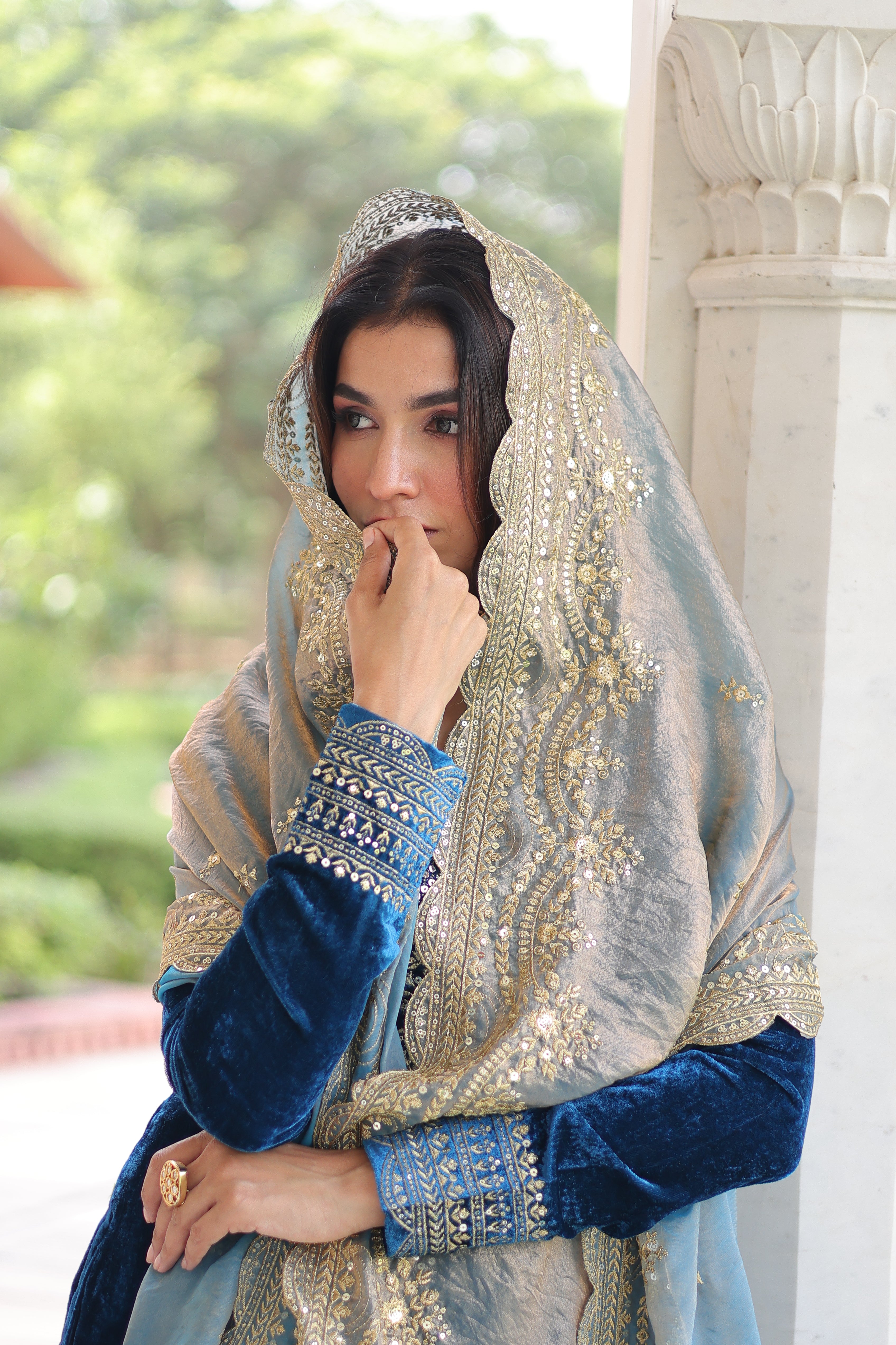 Velvet Sequins Embroidered Festive Salwar Kameez for Women