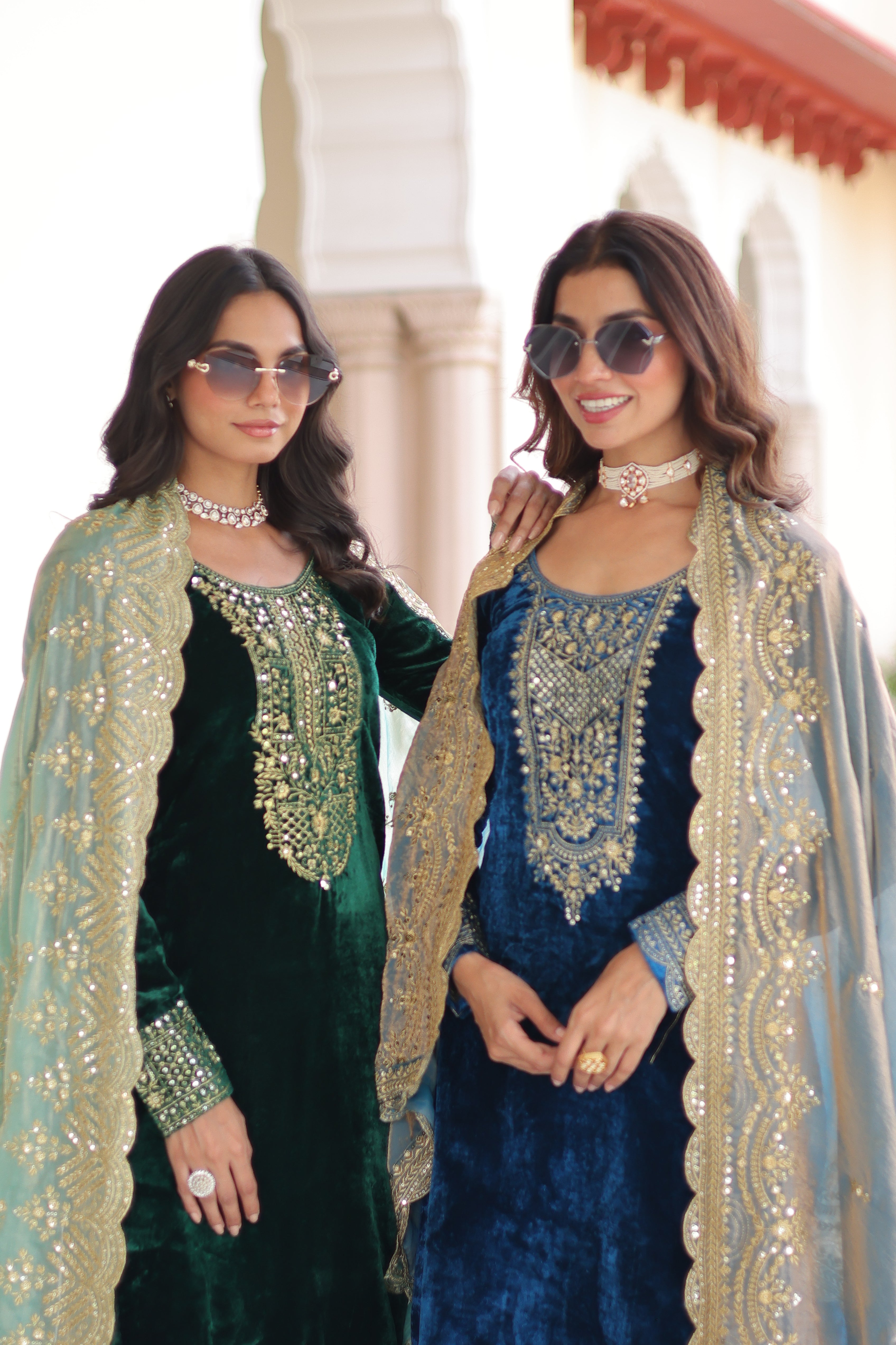 Velvet Sequins Embroidered Festive Salwar Kameez for Women