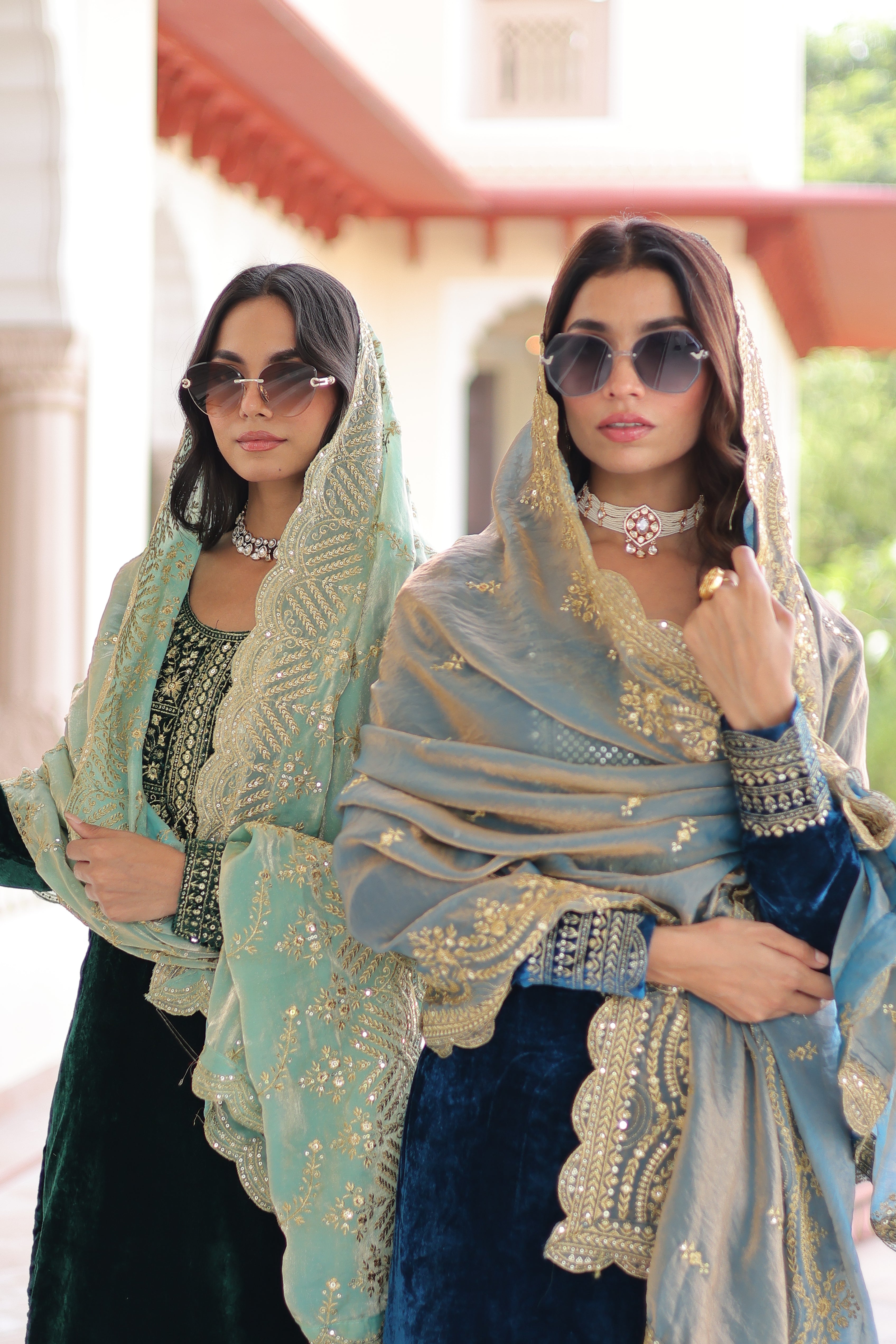 Velvet Sequins Embroidered Festive Salwar Kameez for Women