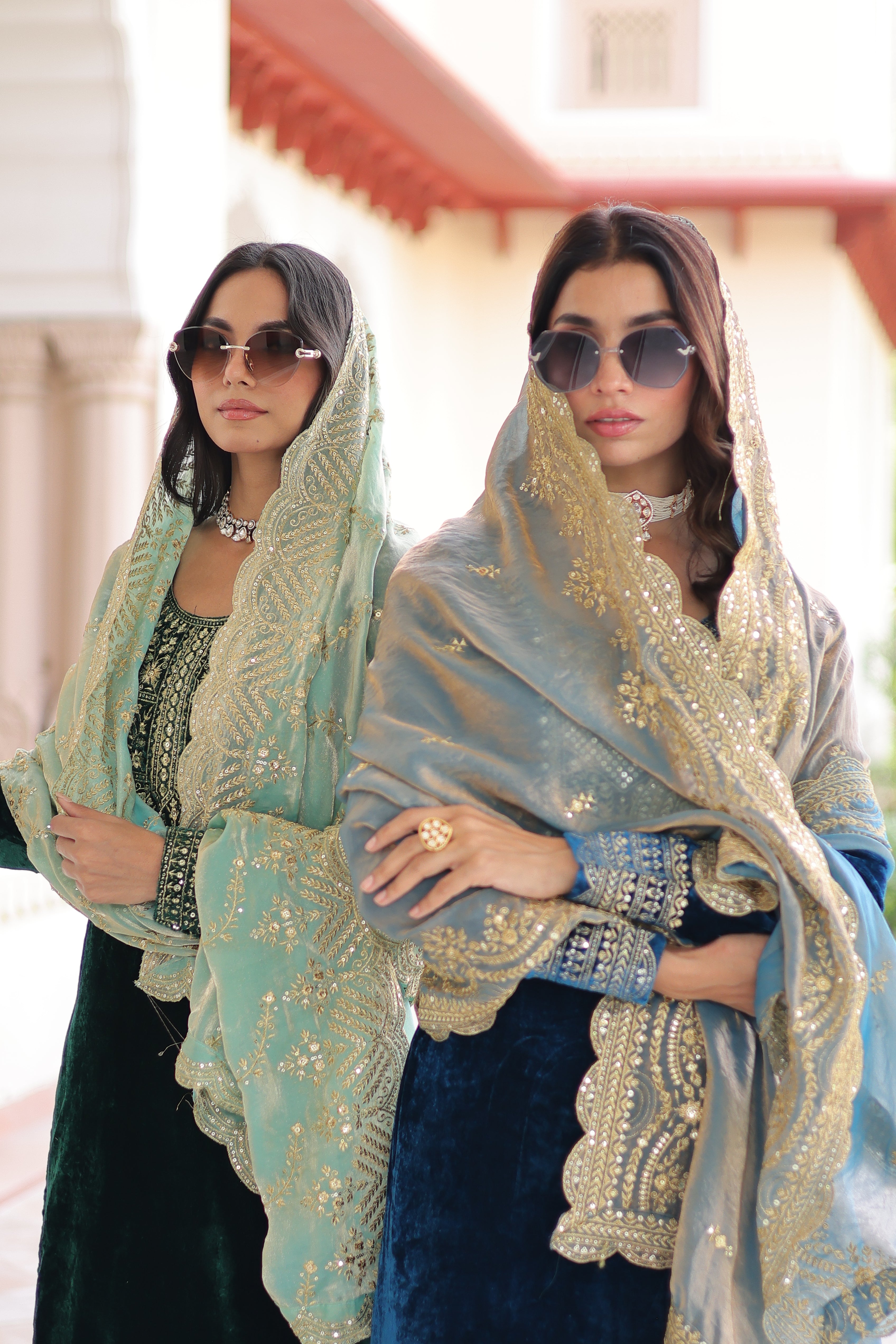 Velvet Sequins Embroidered Festive Salwar Kameez for Women