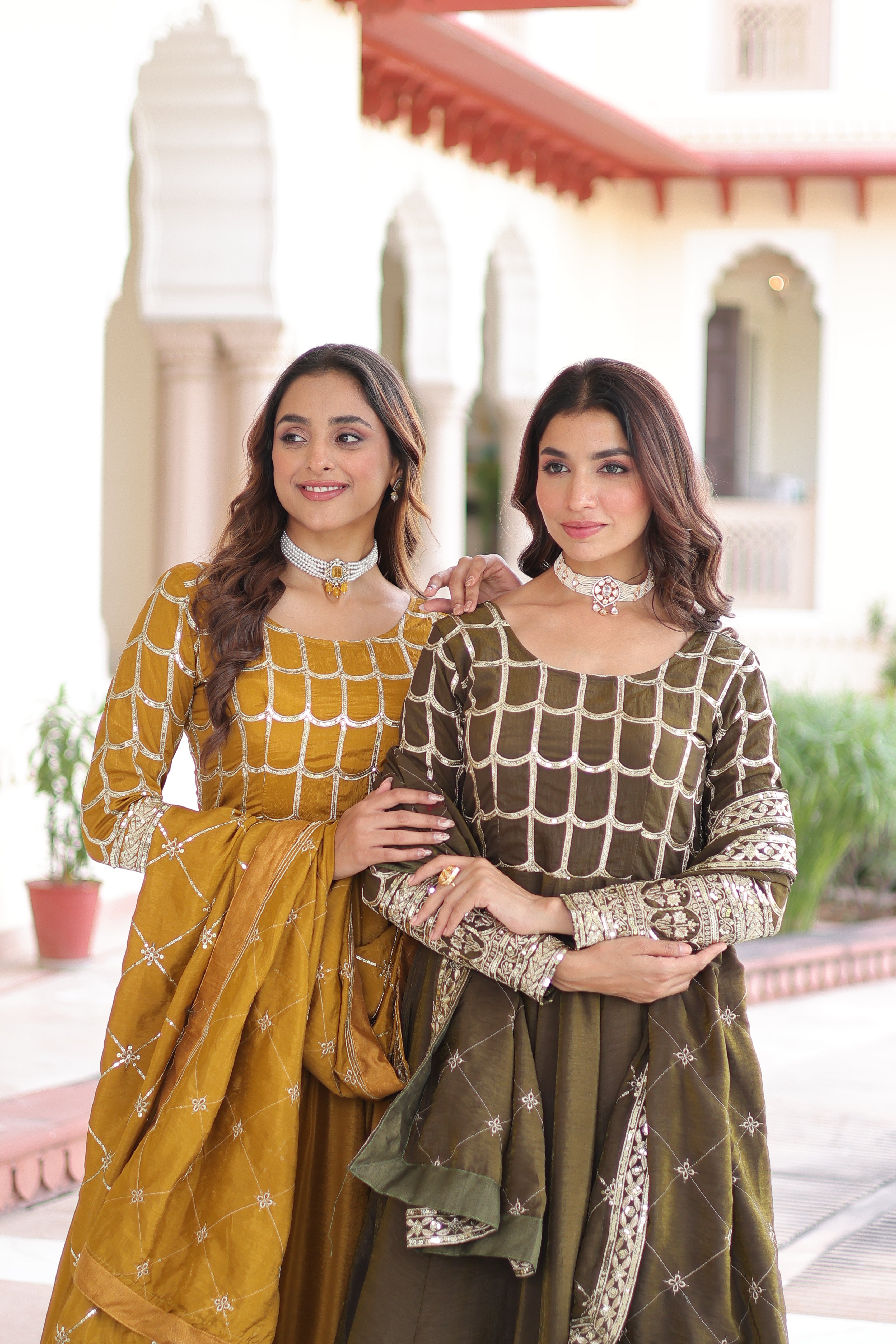 Silk Zari Embroidered Festival Wear Gown With Dupatta