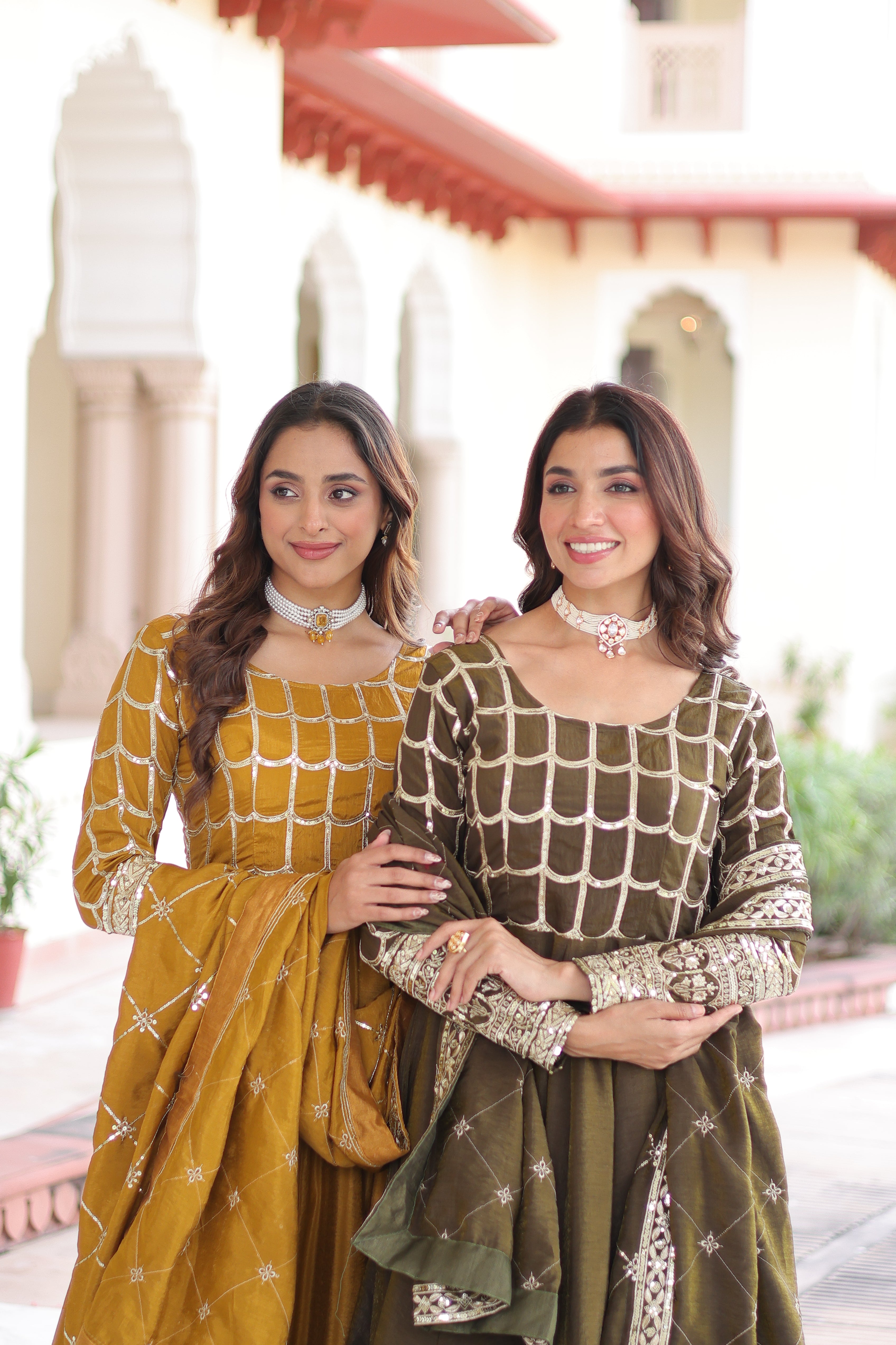 Silk Zari Embroidered Festival Wear Gown With Dupatta