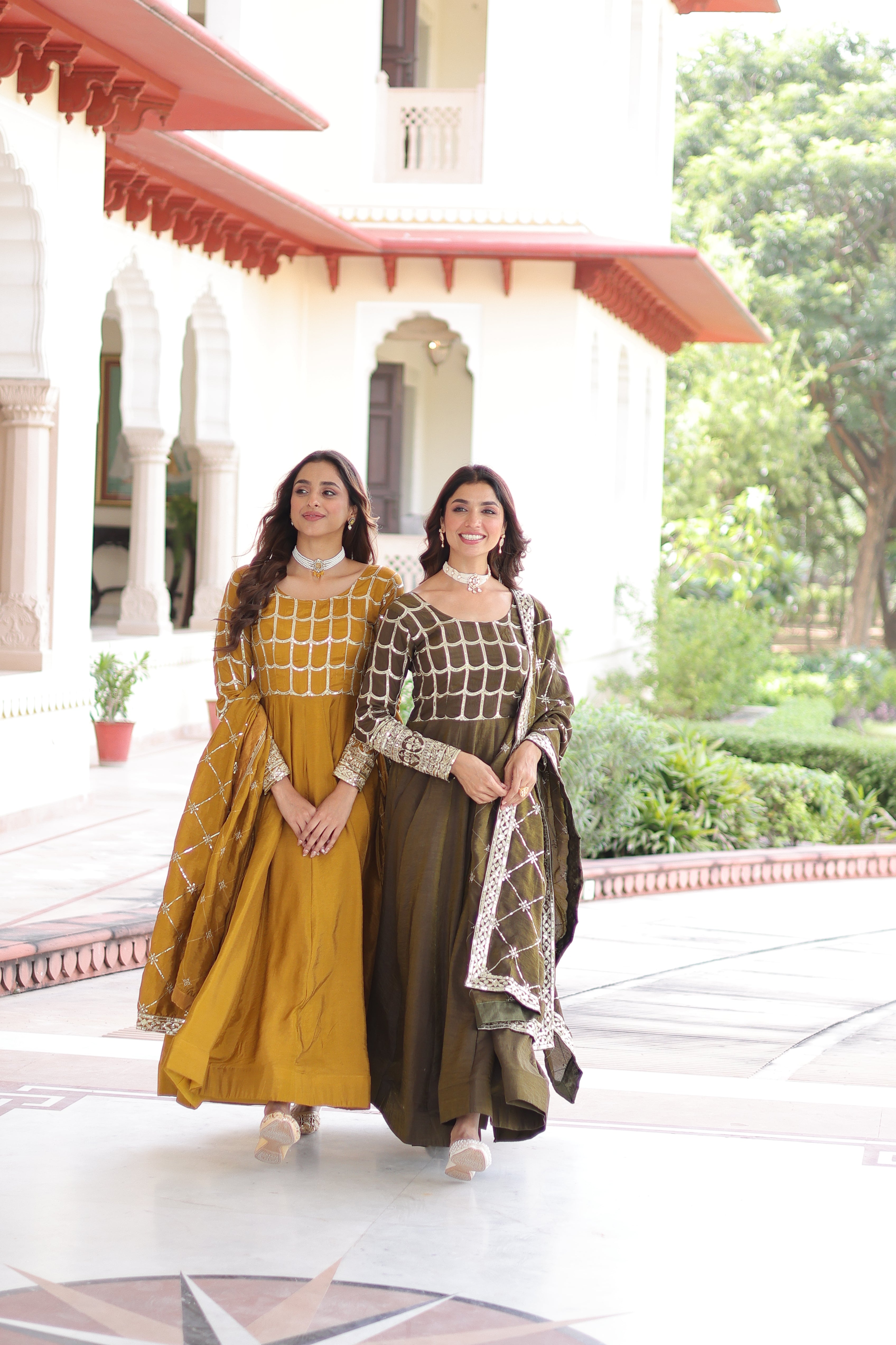 Silk Zari Embroidered Festival Wear Gown With Dupatta