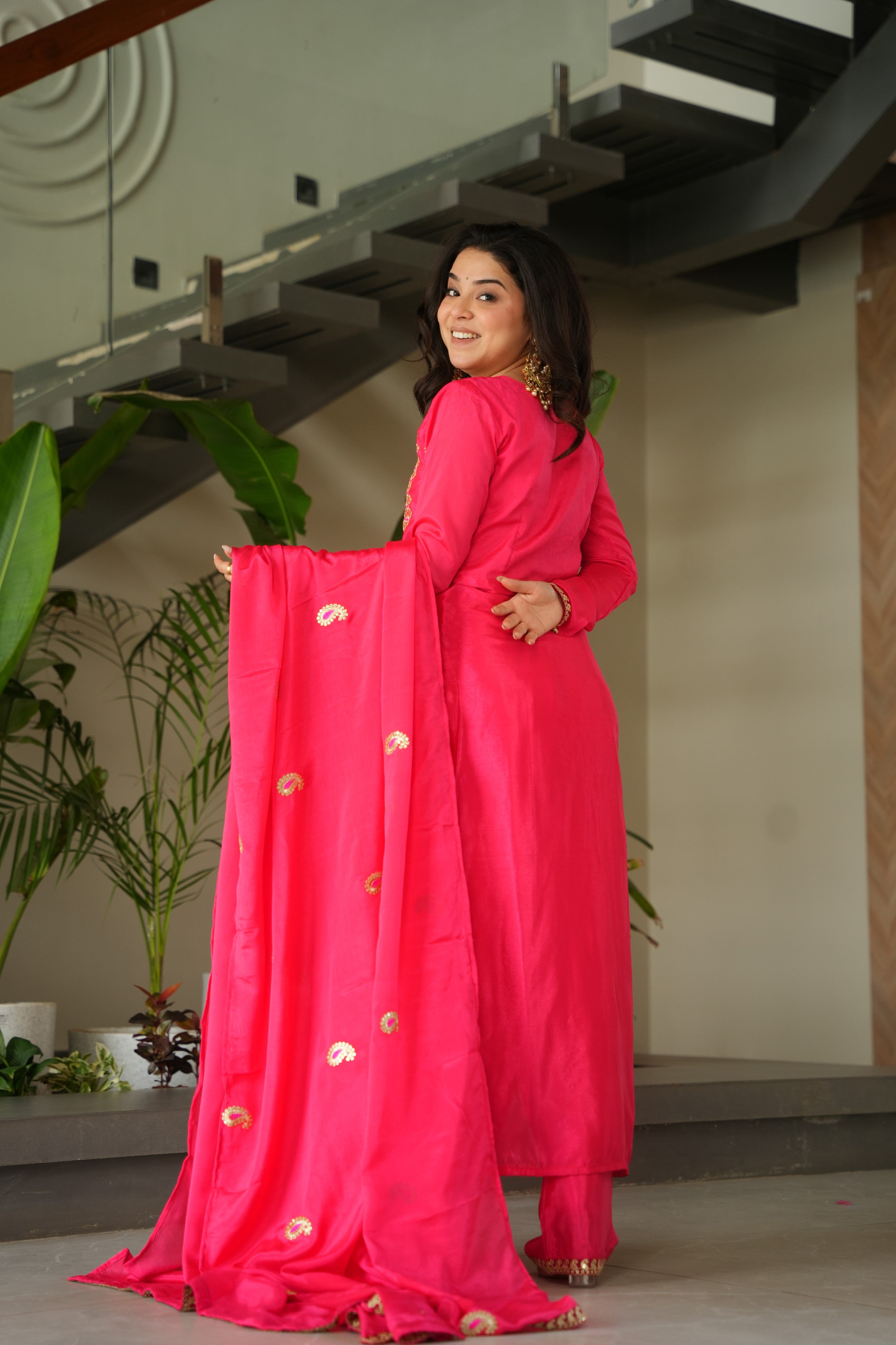 Chinon Embroidered Festival Wear Salwar Kameez for Women