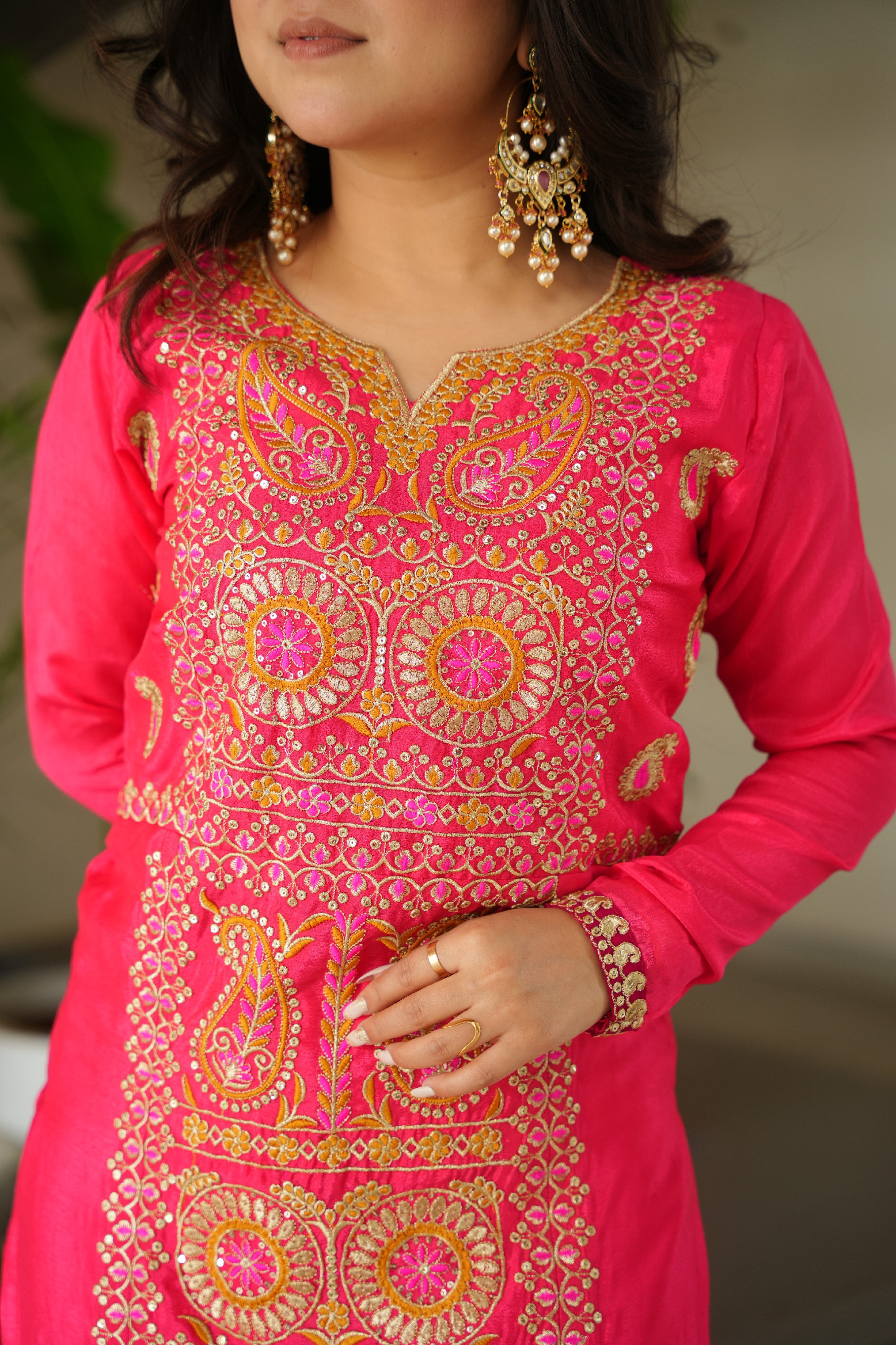 Chinon Embroidered Festival Wear Salwar Kameez for Women