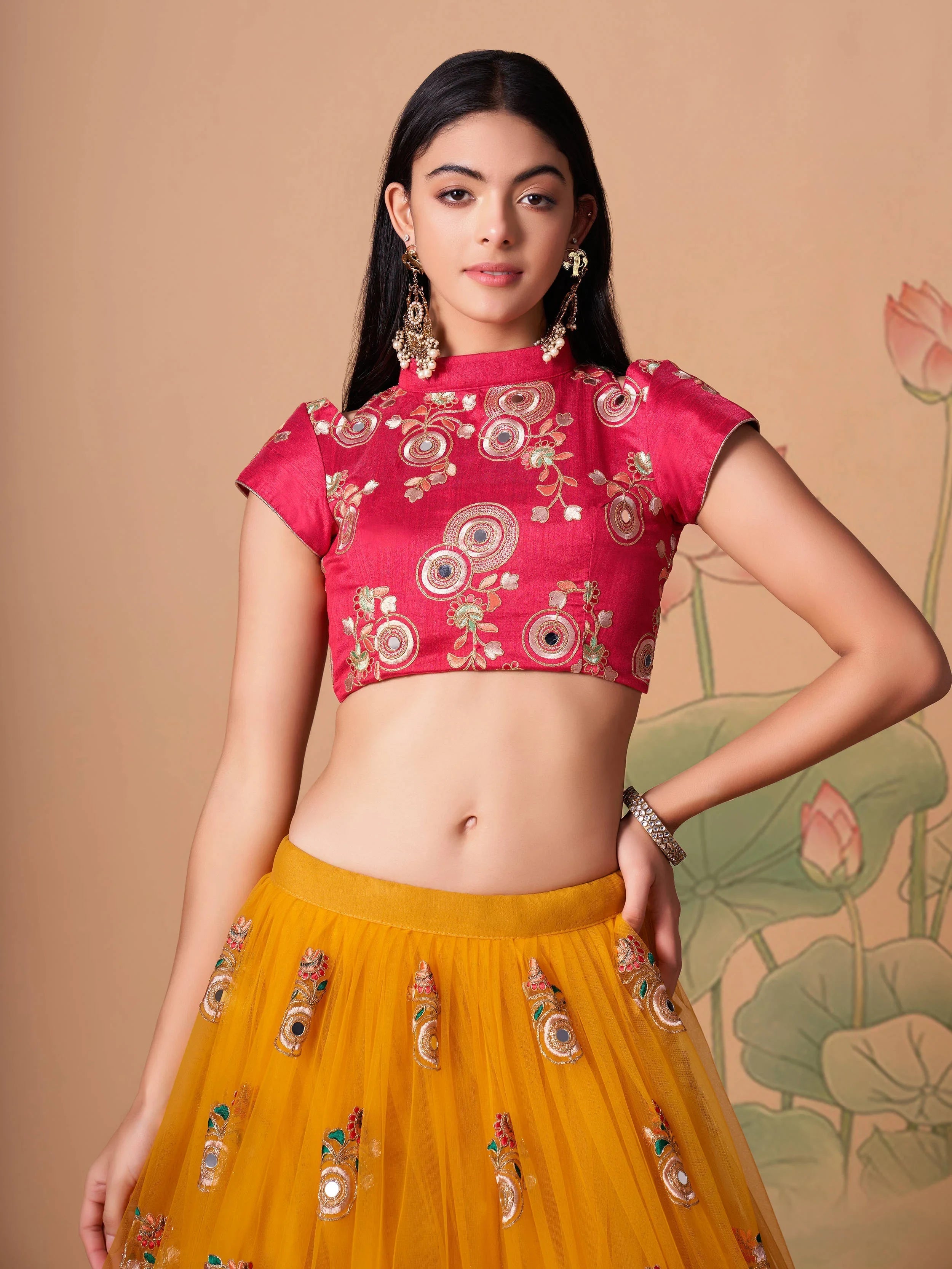 Yellow Sequins Work Net Wedding Wear Lehenga Choli Indian Ethnic Wear