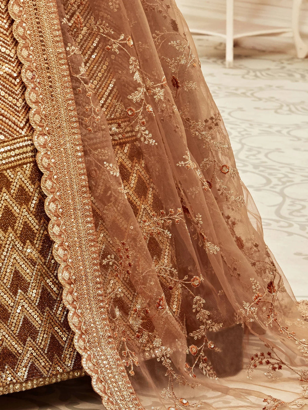 Silk lehenga choli with embroidery sequins work for wedding and festive occasions