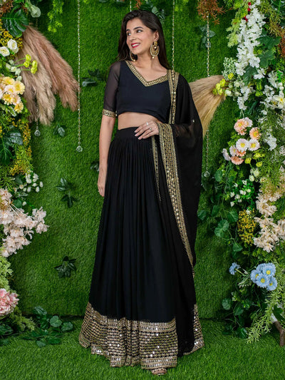 Georgette lehenga choli with zari embroidery for festival and party wear