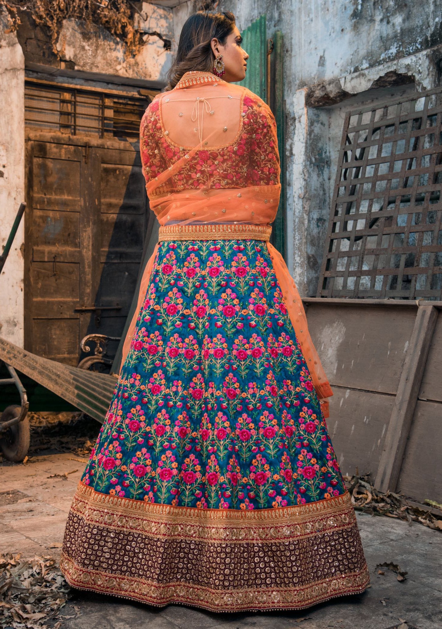 Heavy Embroidered Mulberry Silk Lehenga Choli for Wedding
