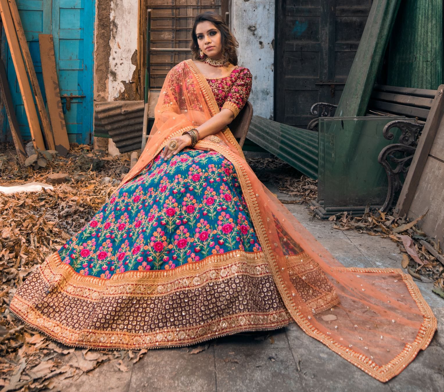 Heavy Embroidered Mulberry Silk Lehenga Choli for Wedding
