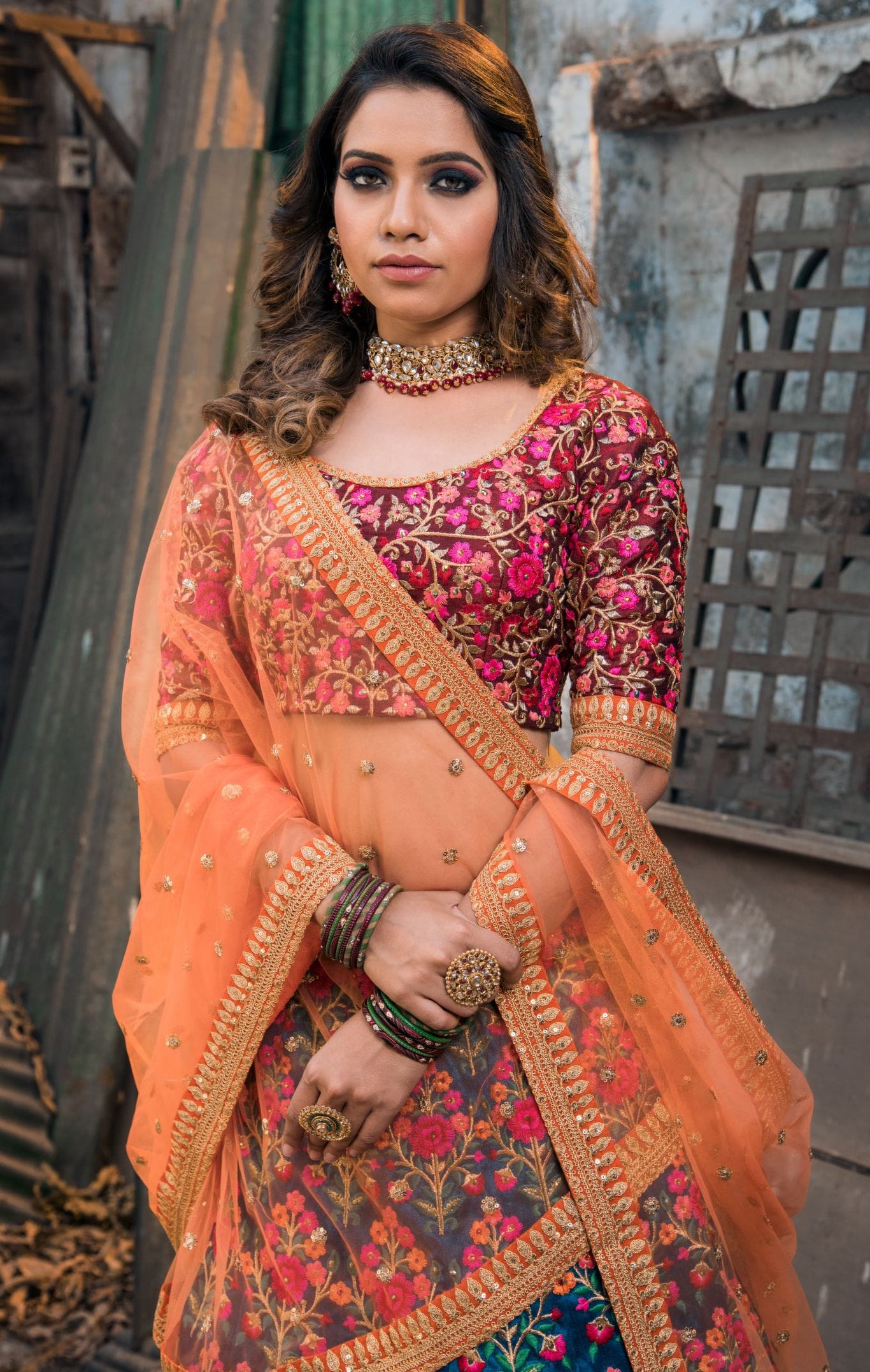 Heavy Embroidered Mulberry Silk Lehenga Choli for Wedding