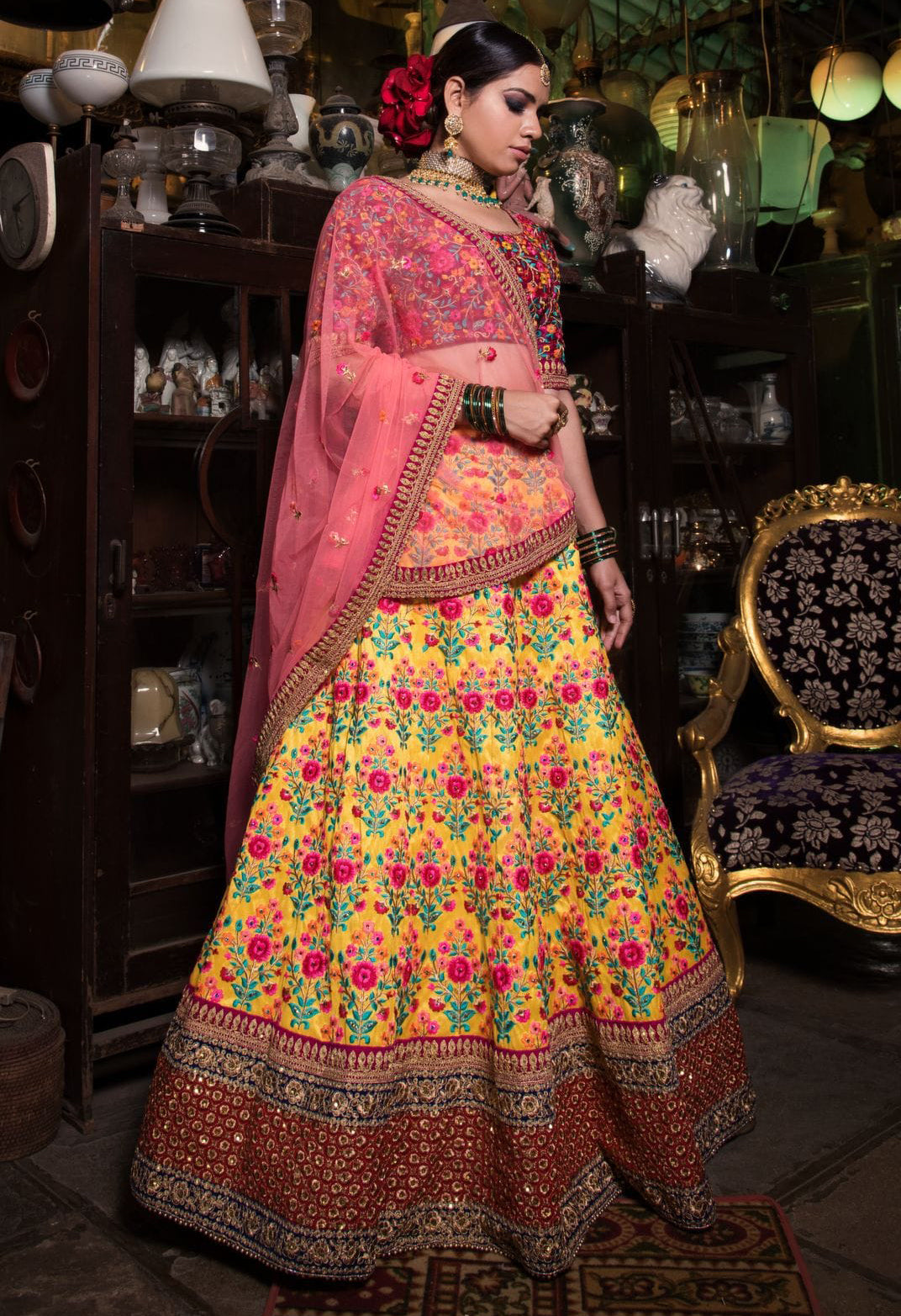 Heavy Embroidered Mulberry Silk Lehenga Choli for Wedding