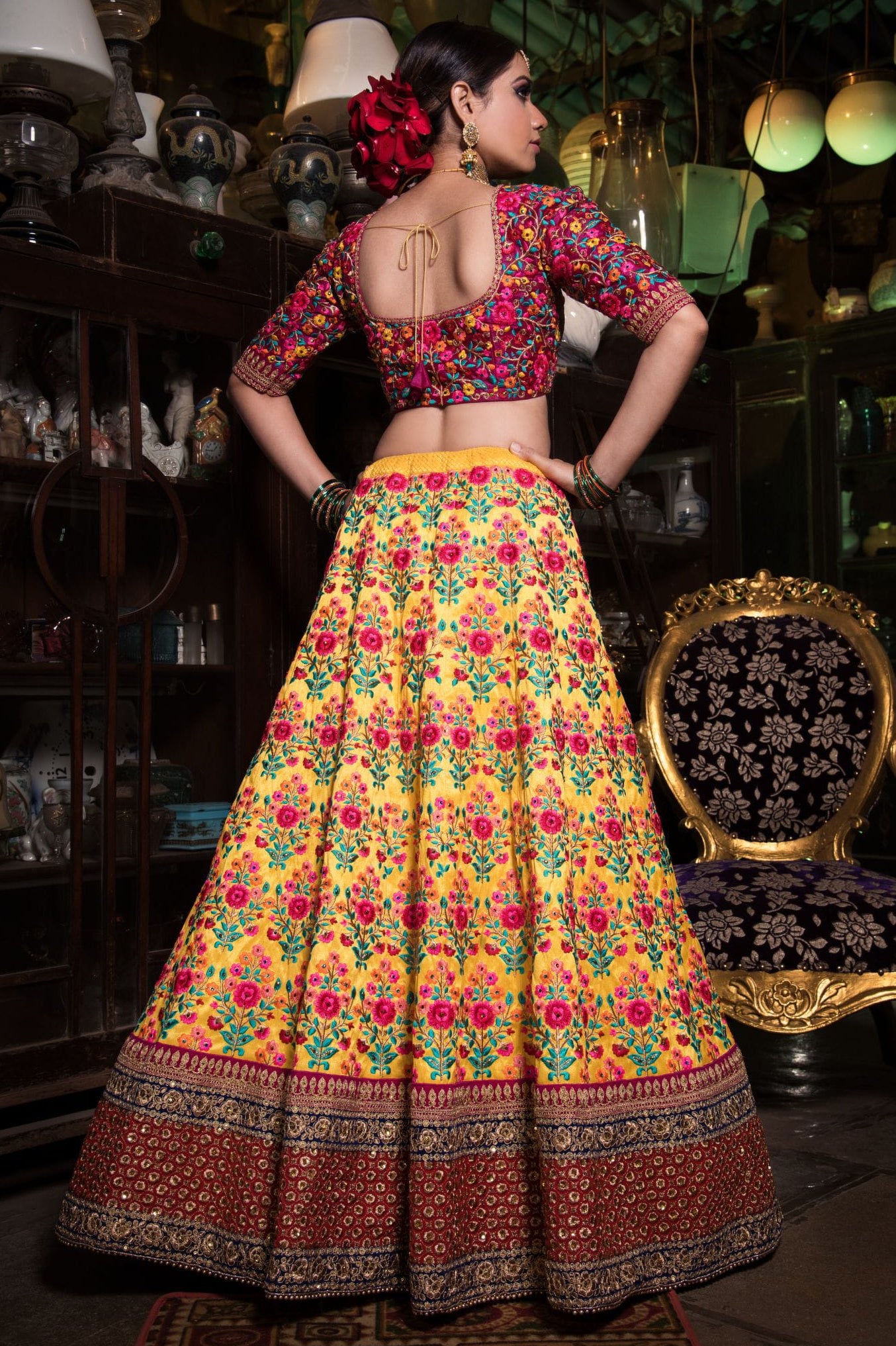 Heavy Embroidered Mulberry Silk Lehenga Choli for Wedding