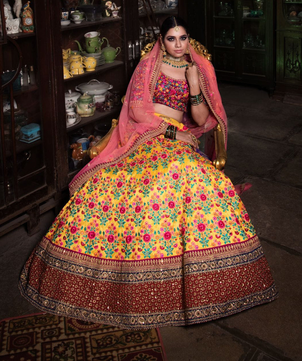 Heavy Embroidered Mulberry Silk Lehenga Choli for Wedding