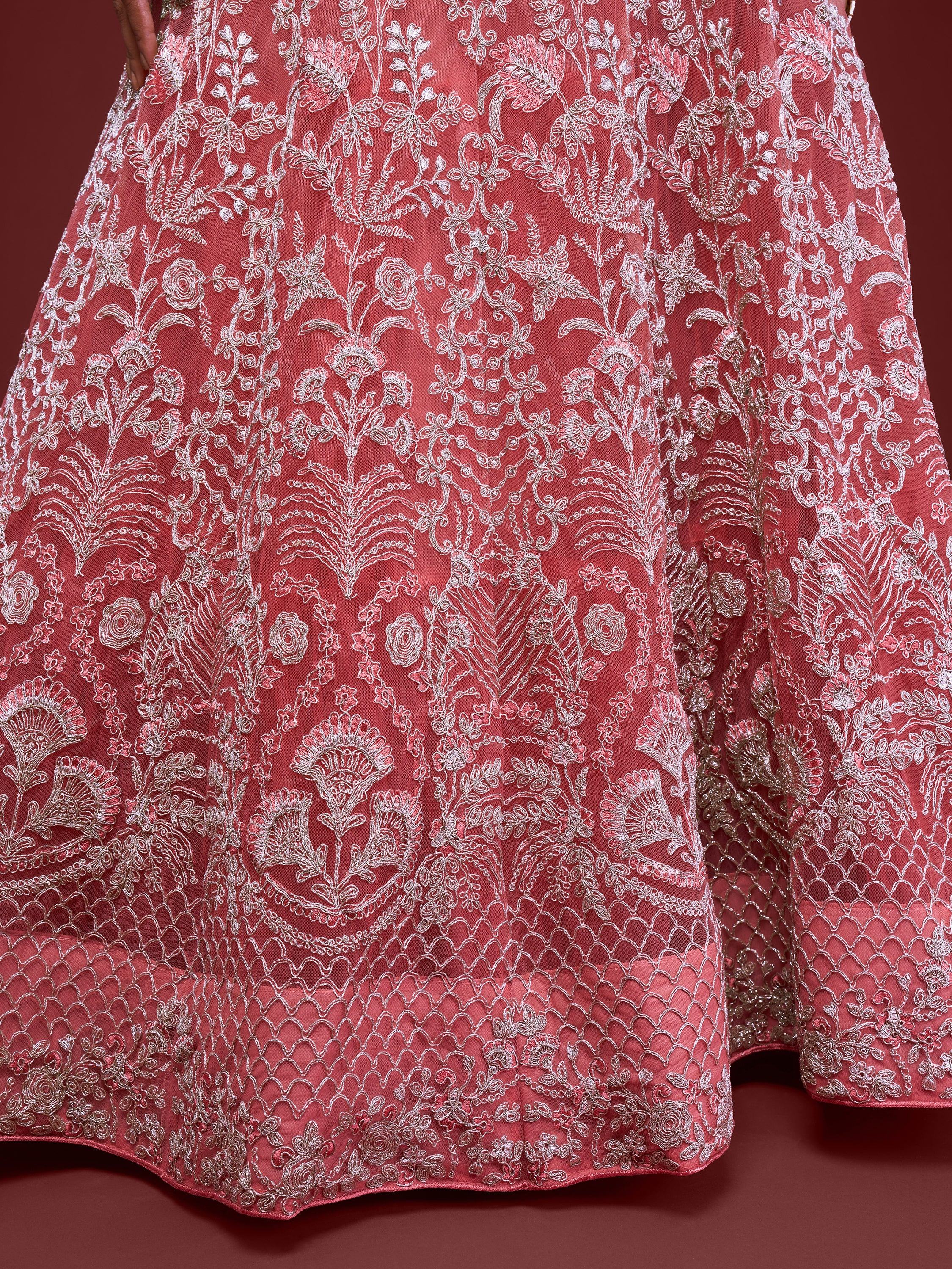 Pink Dori Work Soft Net Ceremony Lehenga Choli Indian Ethnic Wear