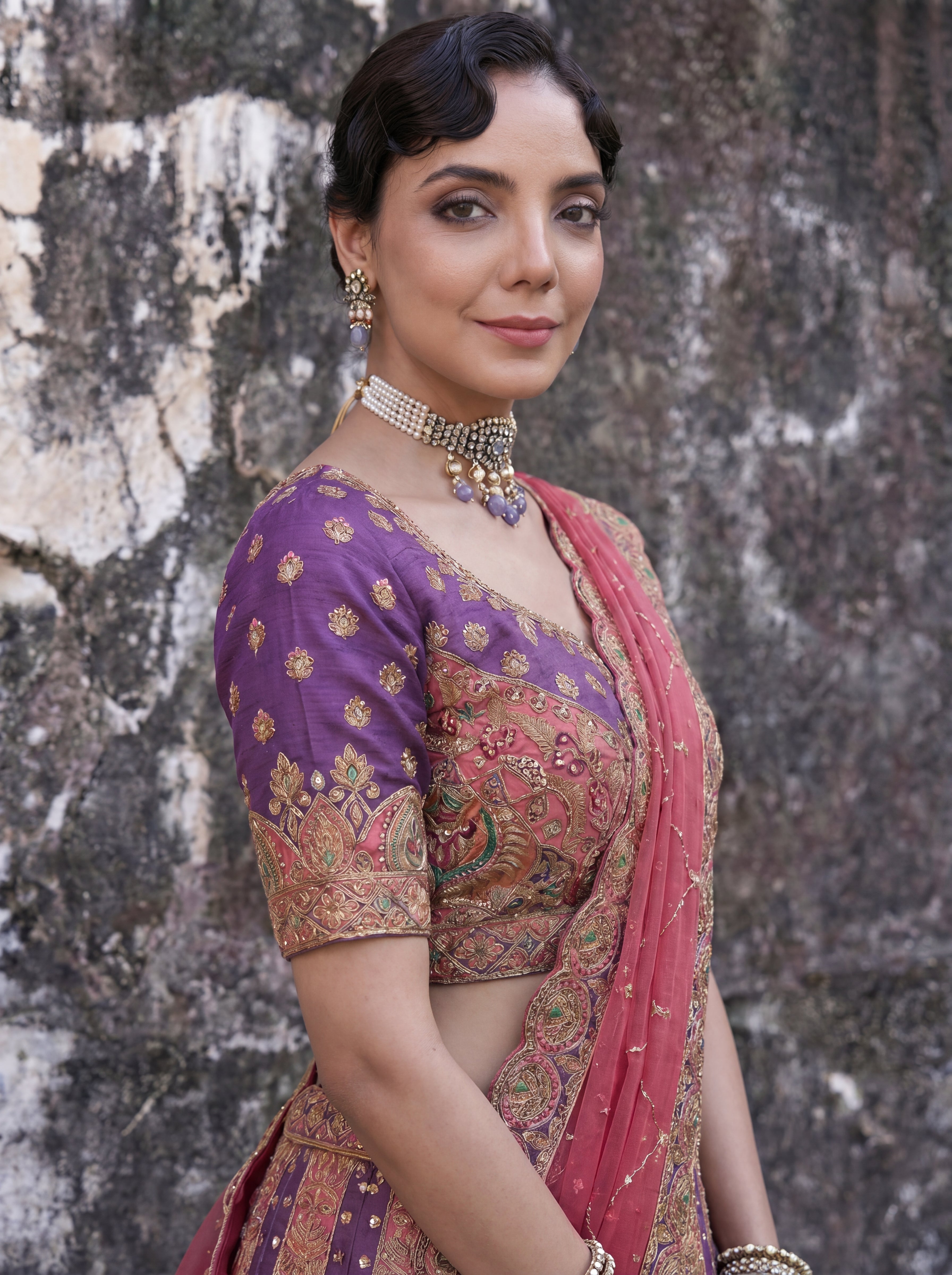 Royal Purple Viscose Sequins Embroidered Bridal Lehenga Choli
