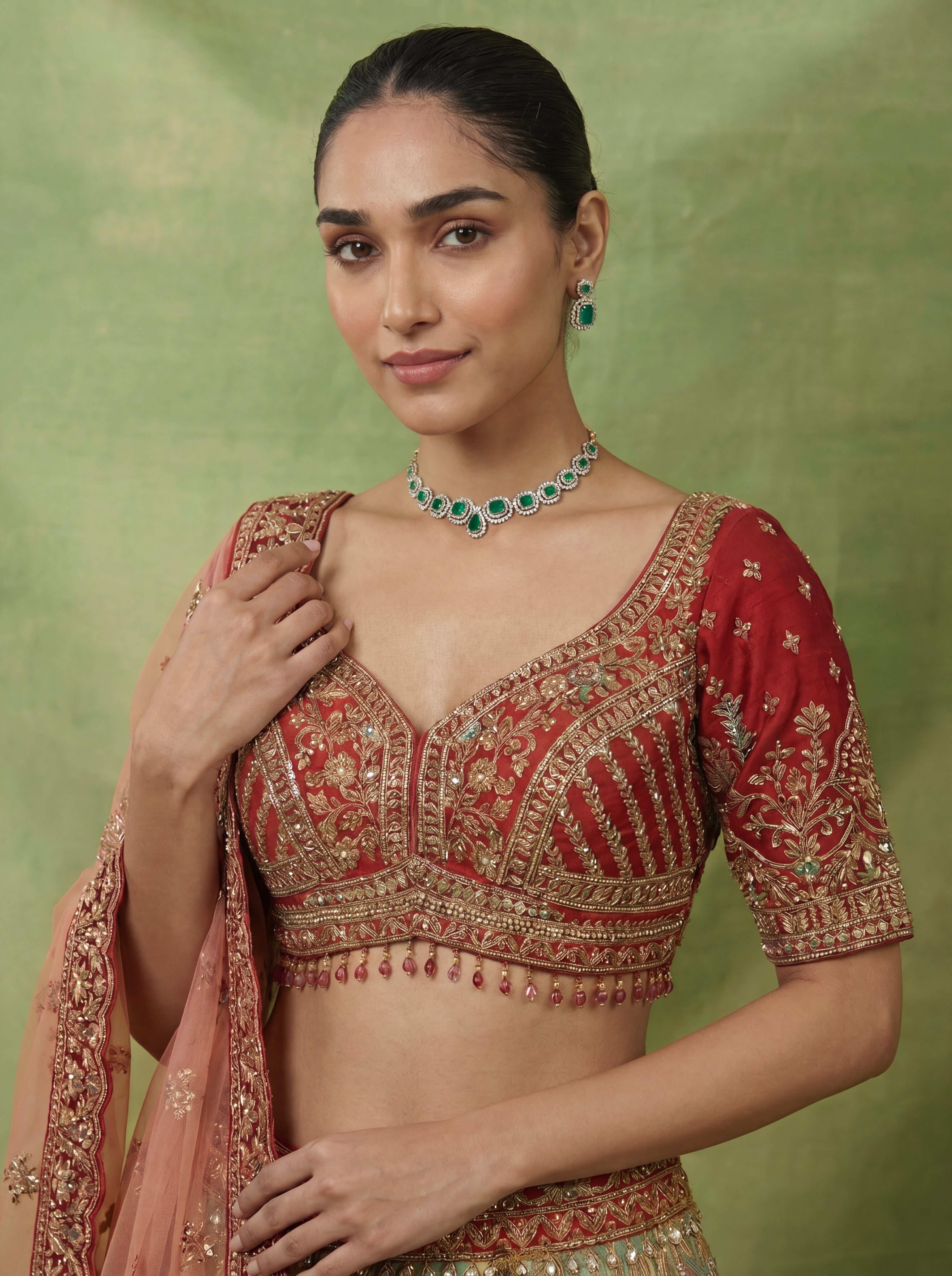Multicolor Viscose Position Printed Sequins Cording Lehenga Choli Set