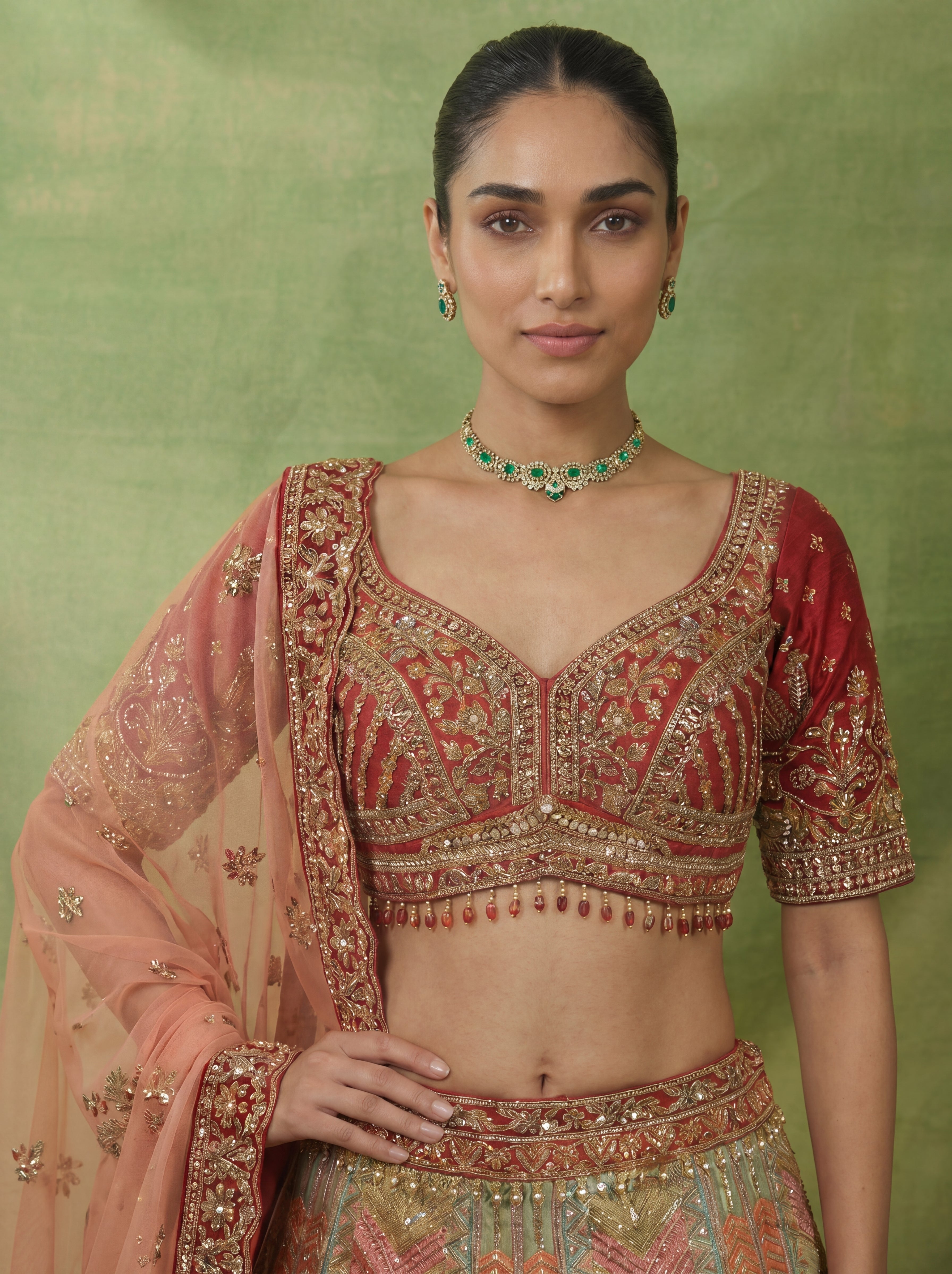 Multicolor Viscose Position Printed Sequins Cording Lehenga Choli Set