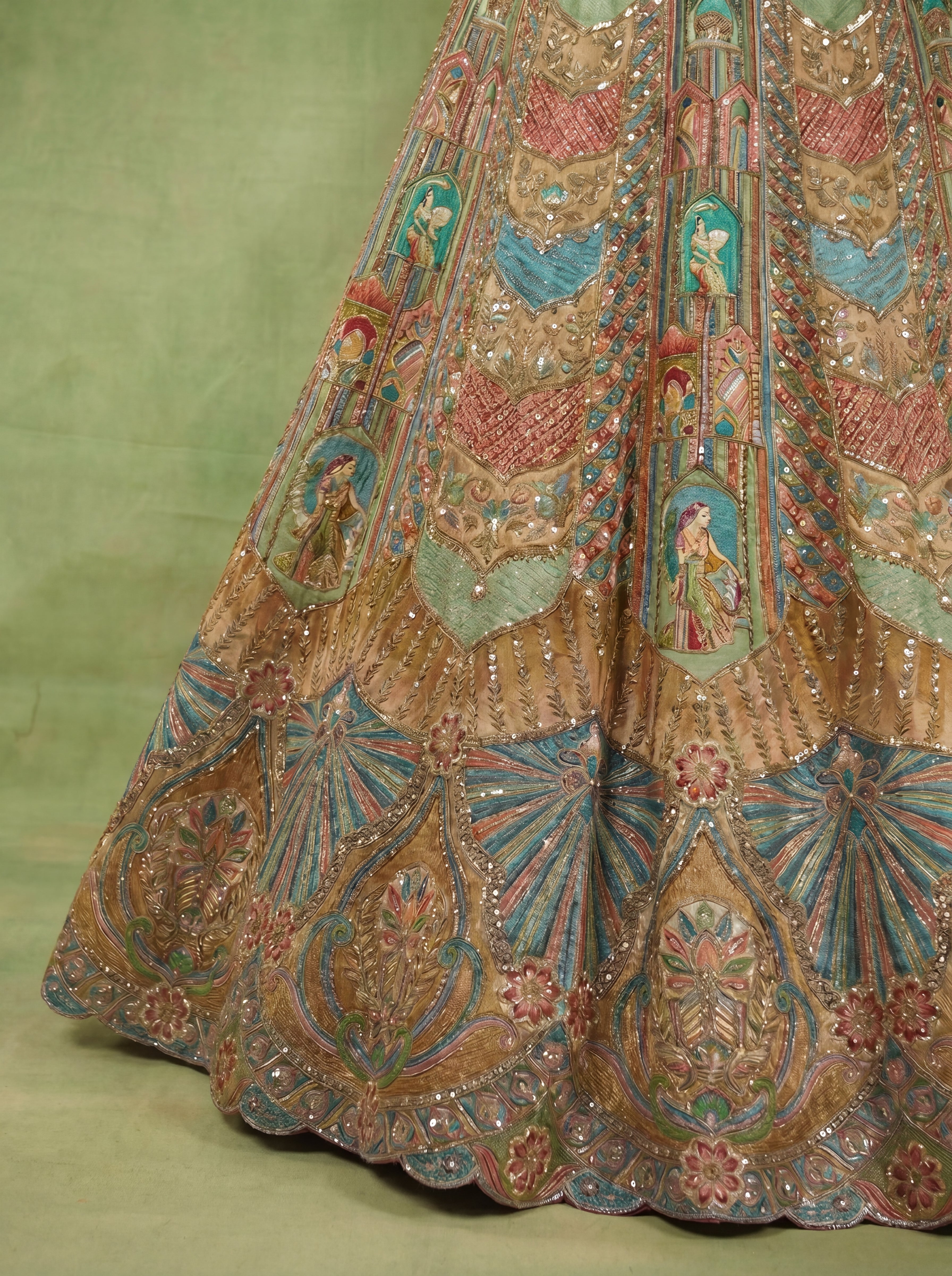 Multicolor Viscose Position Printed Sequins Cording Lehenga Choli Set
