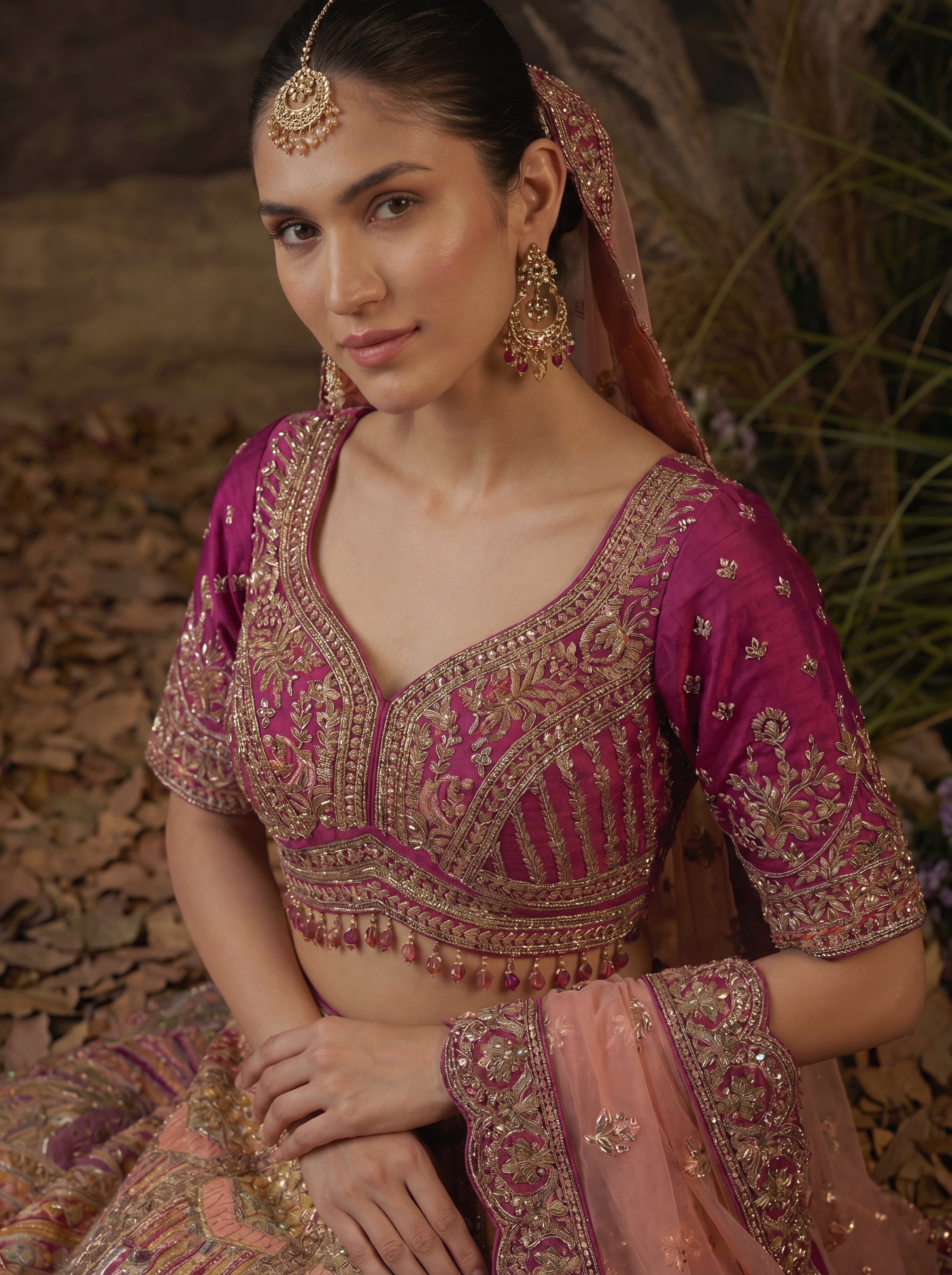 Sage Green Viscose Sequins Cording Bridal Lehenga Choli Set