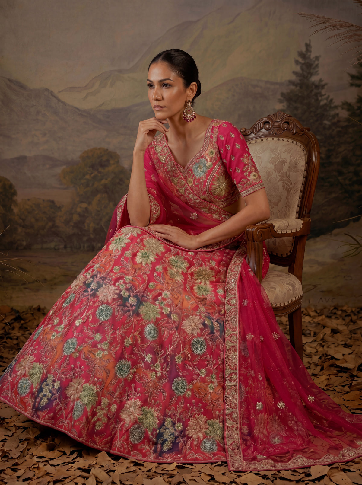 Rose Pink Viscose Mirror Sequins Bridal Lehenga Choli Set