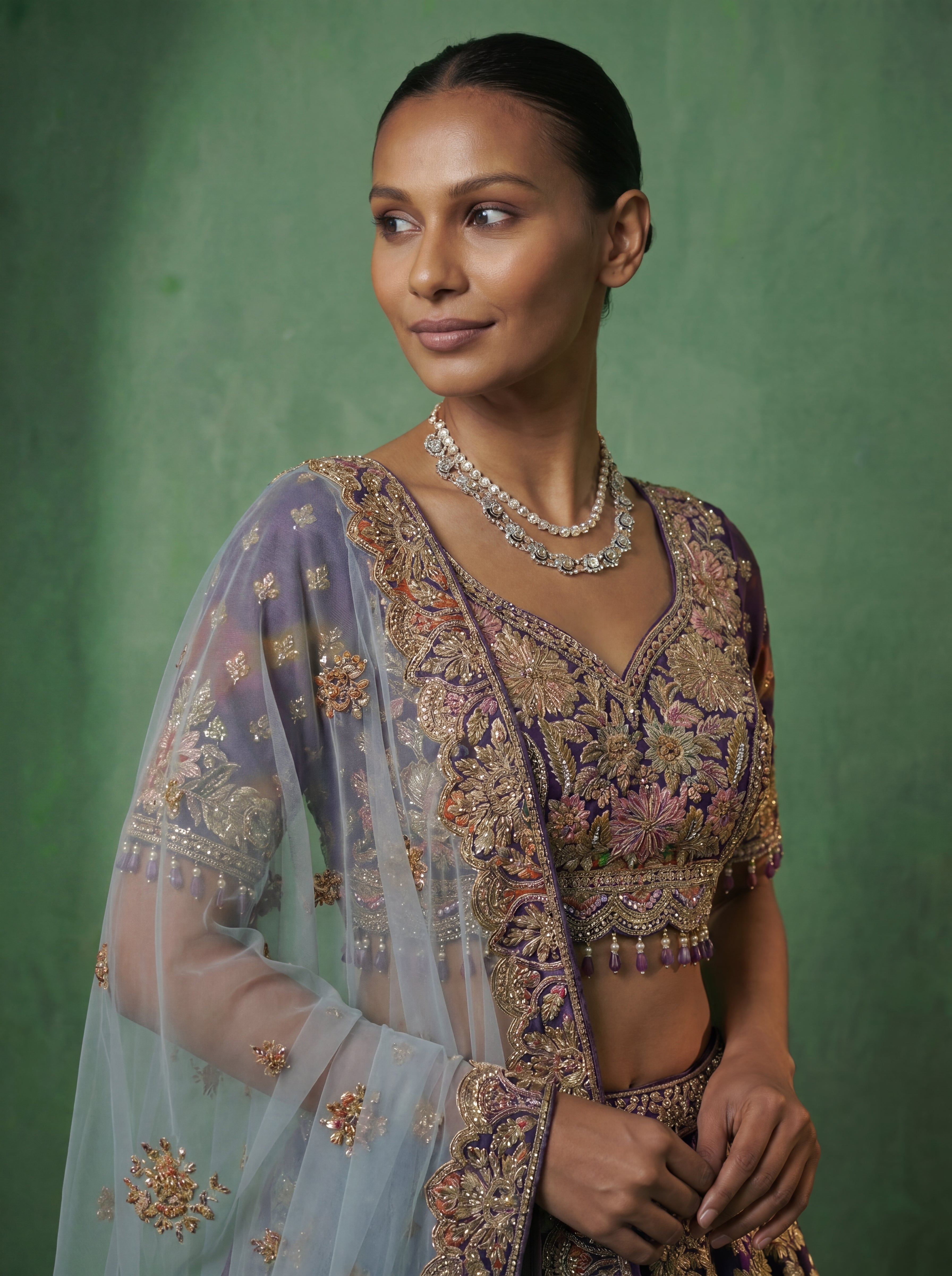 Midnight Blue Viscose Sequins Mirror Bridal Lehenga Choli Set