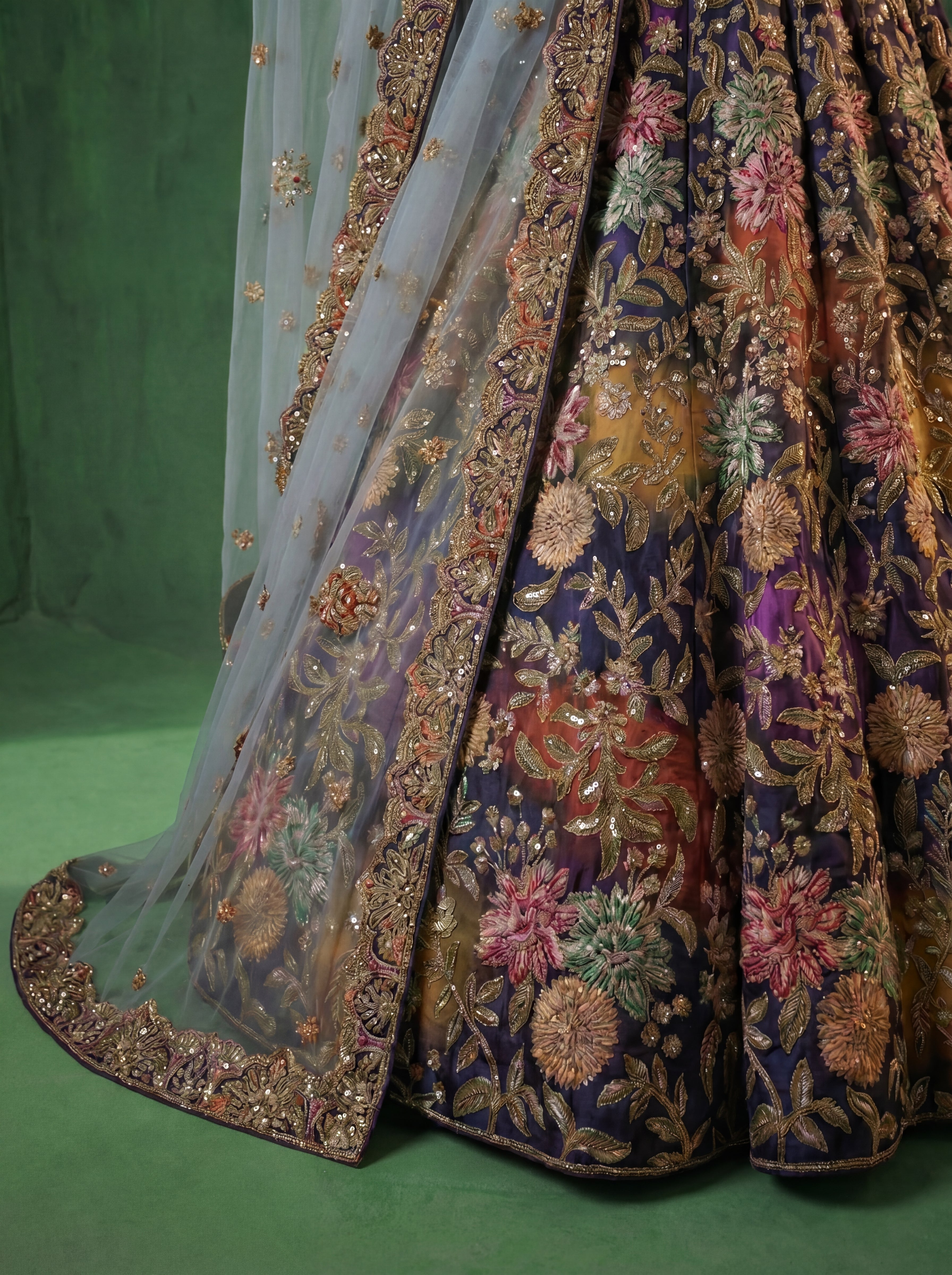 Midnight Blue Viscose Sequins Mirror Bridal Lehenga Choli Set