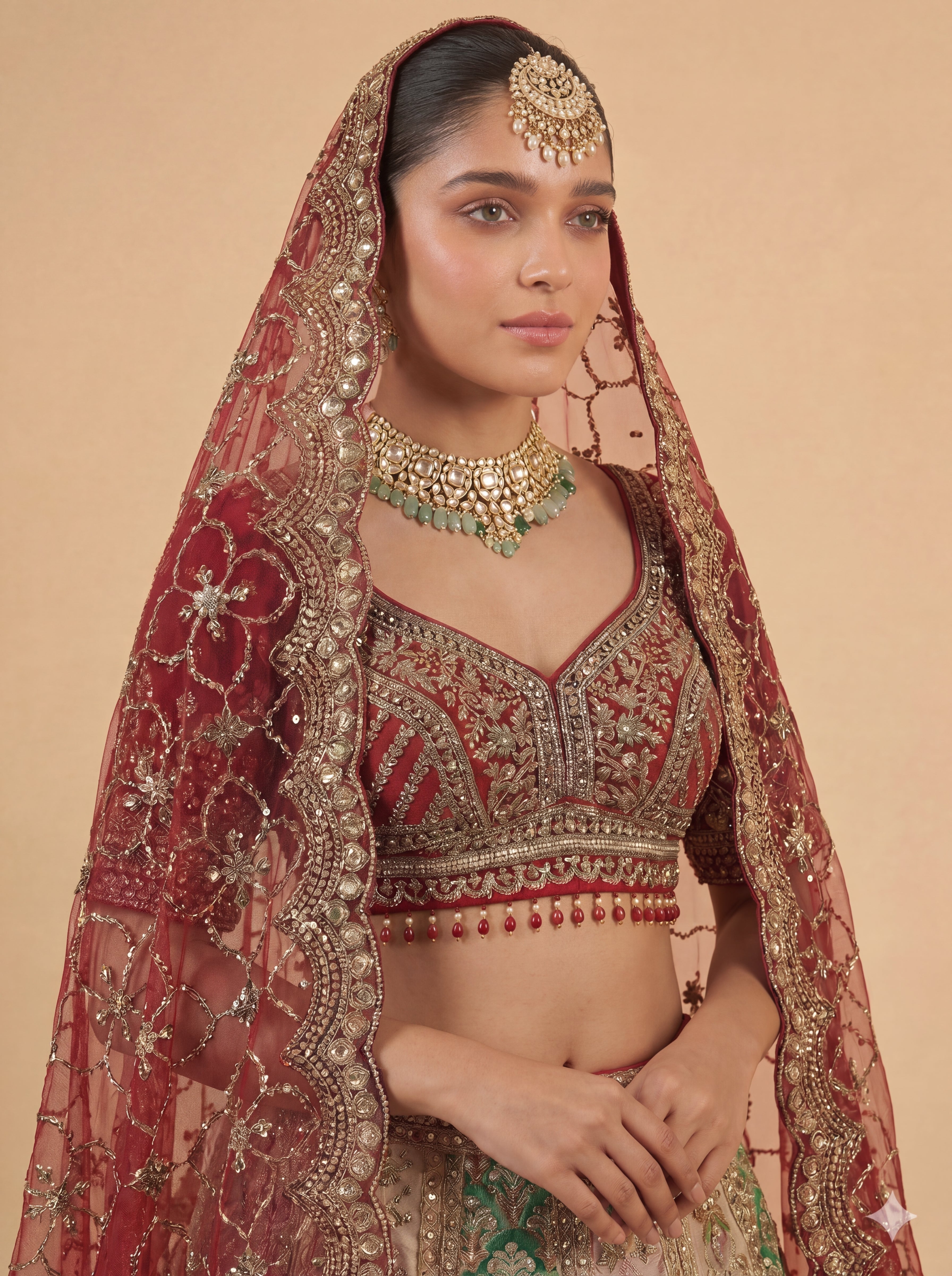 Multicolored Silk Viscose Mirror Sequins Bridal Lehenga Choli Set