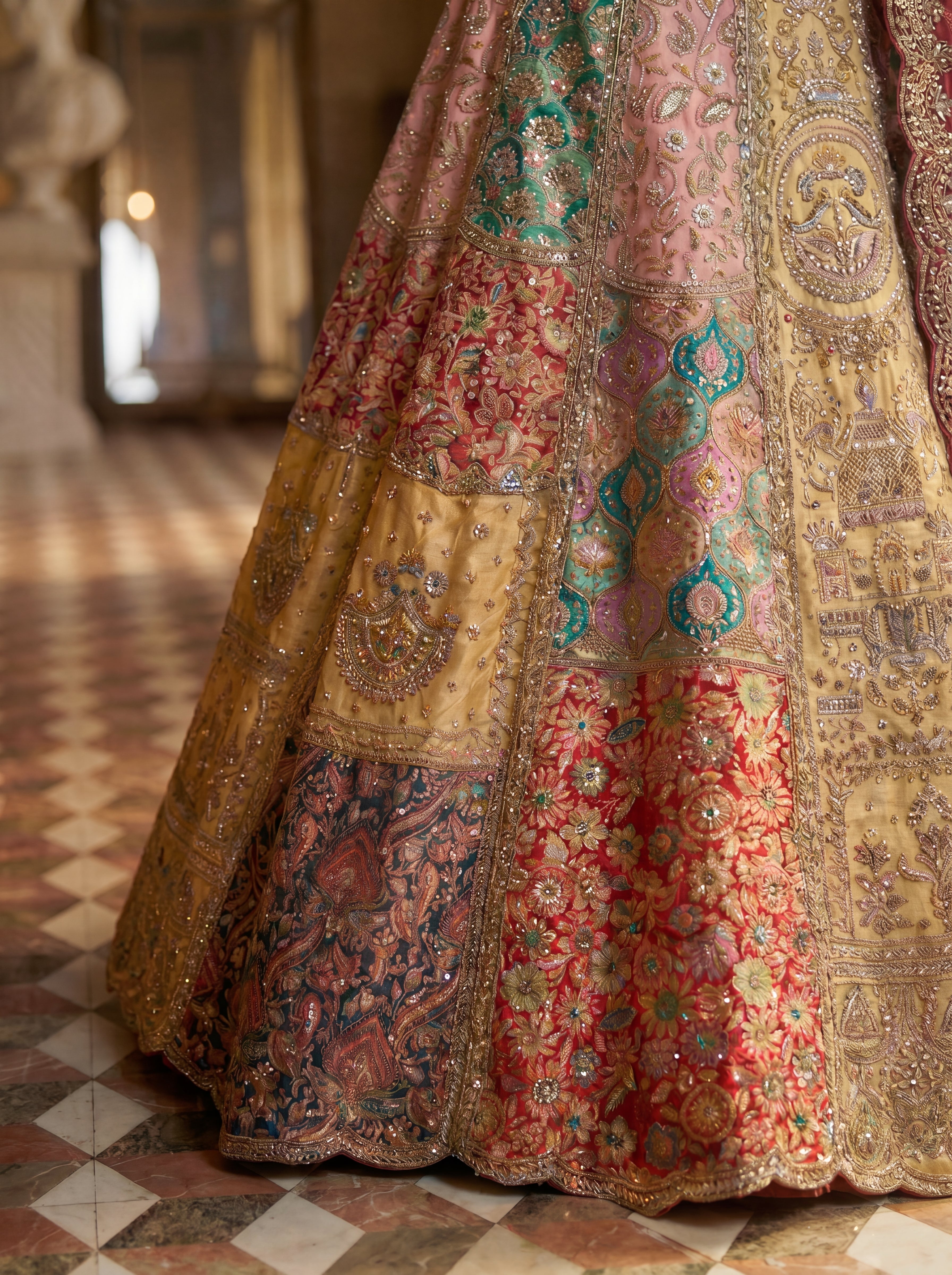 Wine Maroon Silk Viscose Mirror Sequins Bridal Lehenga Choli Set